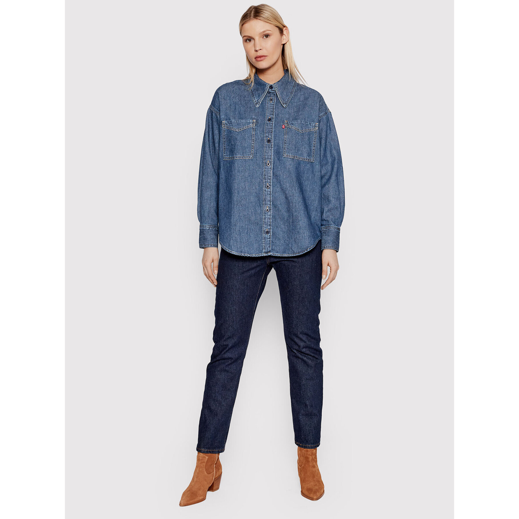 Levi's® cămașă de blugi Jadon A1776-0000 Bleumarin Relaxed Fit - Pled.ro