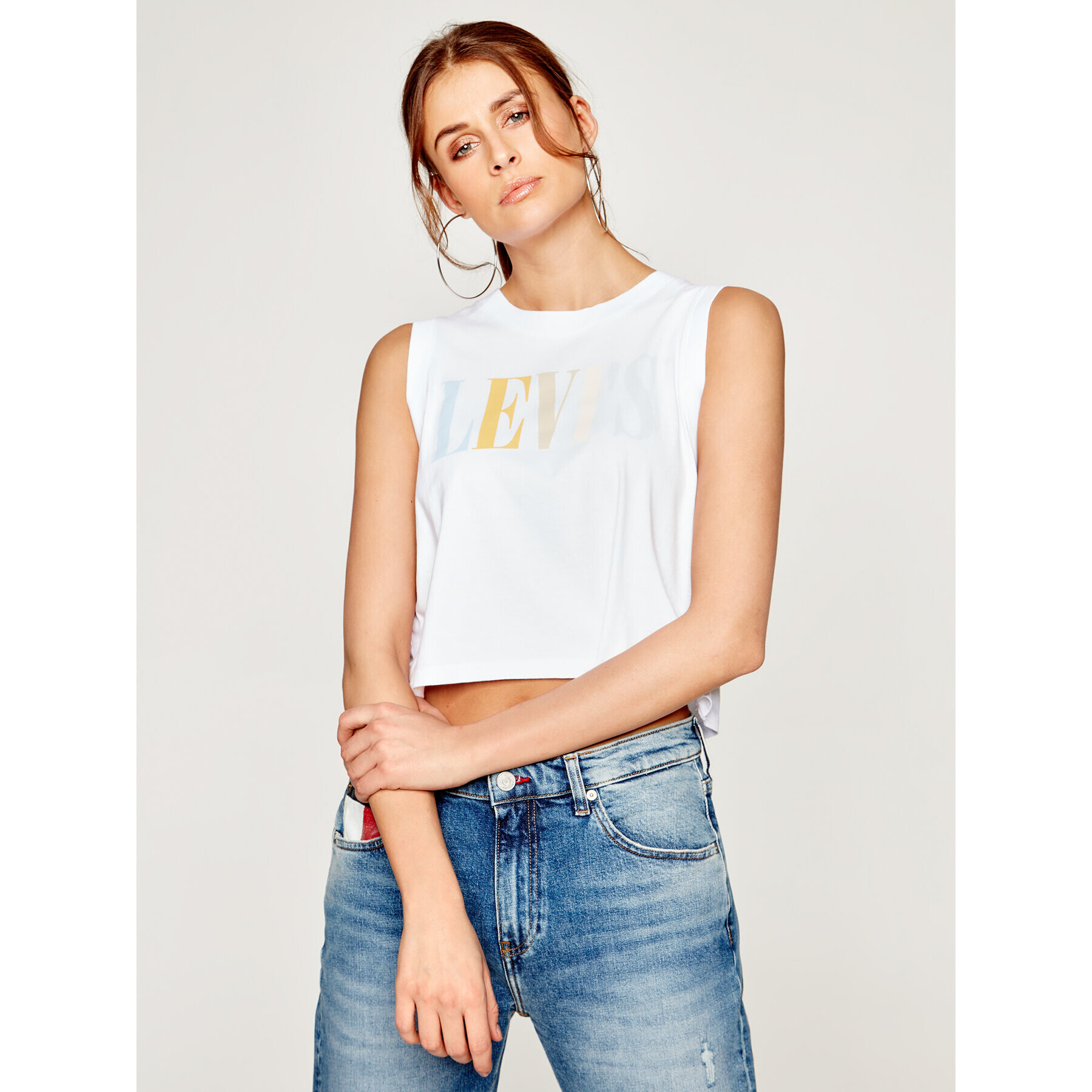 Levi's® Top Graphic Crop Tank 39810-0037 Alb Regular Fit - Pled.ro