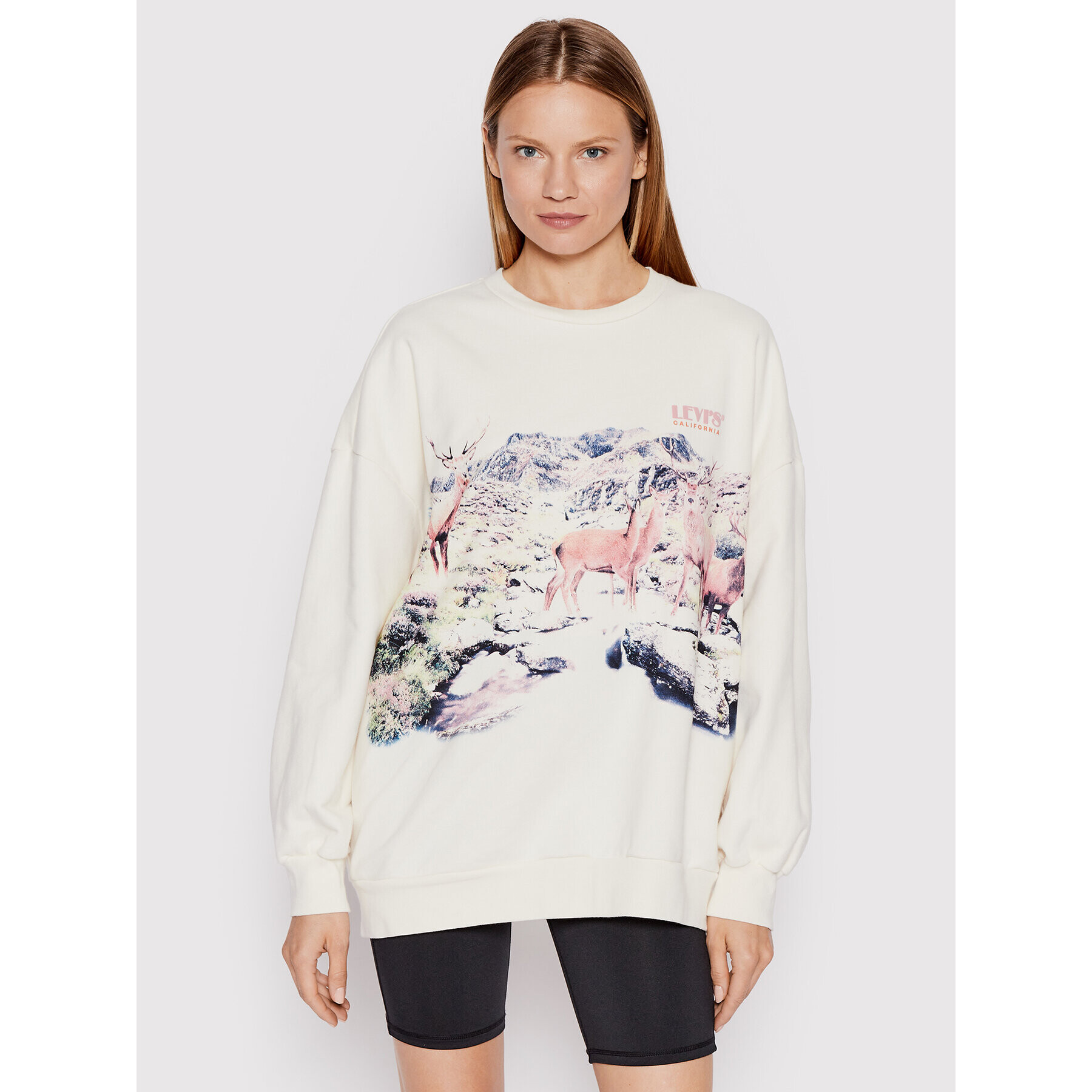 Levi's® Bluză Graphic Prism Crewneck A0888-0038 Bej Oversize - Pled.ro