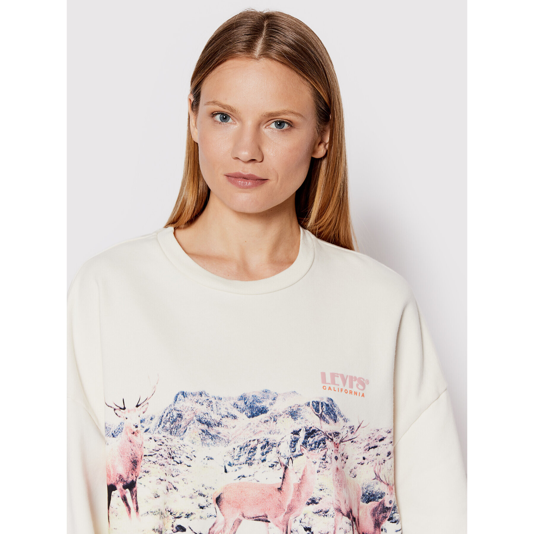 Levi's® Bluză Graphic Prism Crewneck A0888-0038 Bej Oversize - Pled.ro