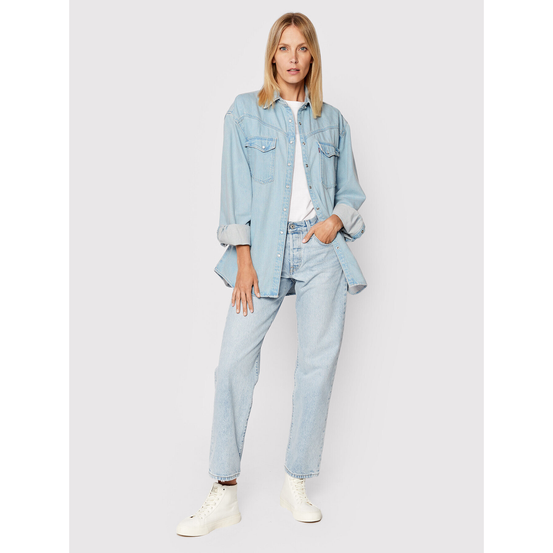 Levi's® cămașă de blugi Dorsey Western A3364-0001 Albastru Oversize - Pled.ro