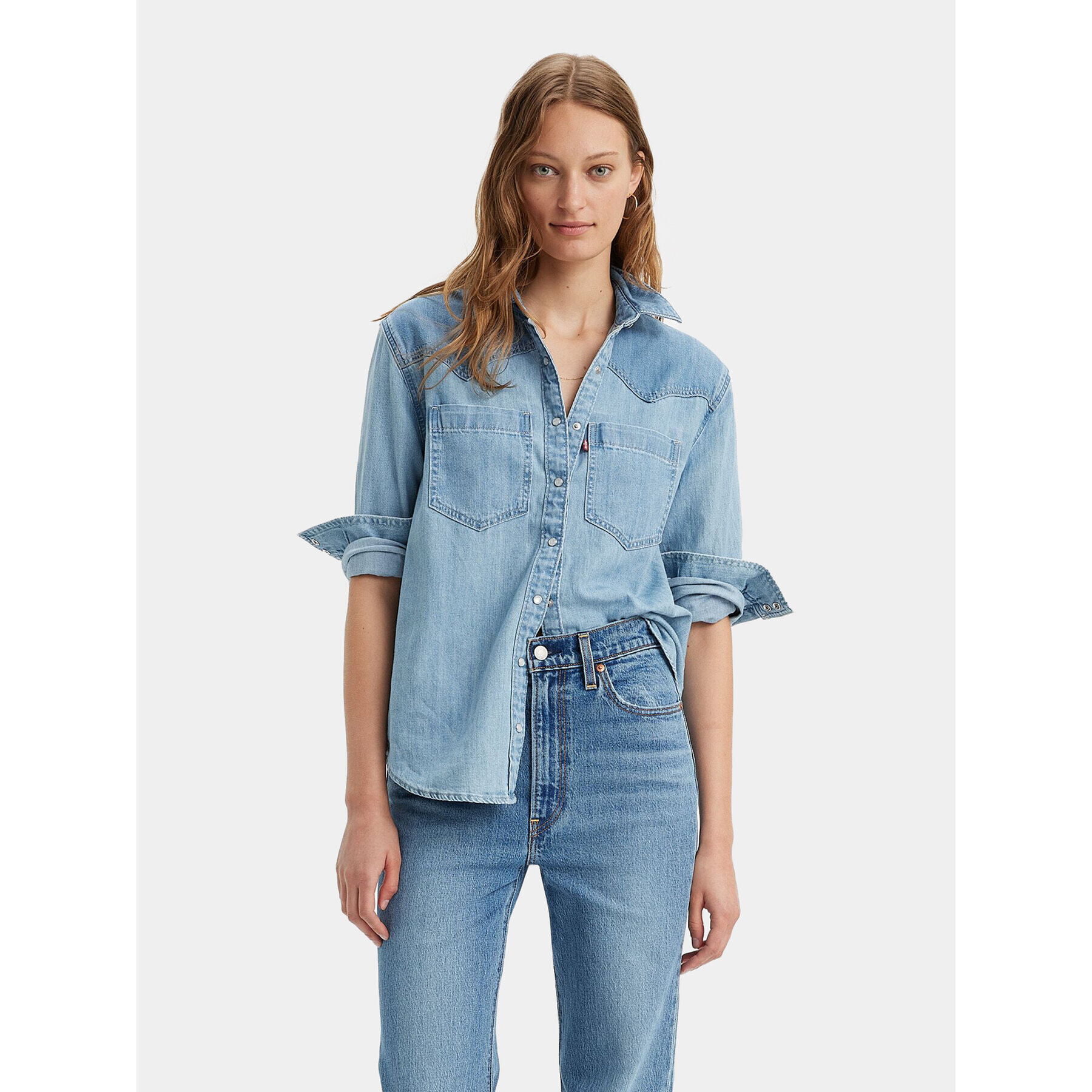 Levi's® cămașă de blugi Teodora A7244-0003 Albastru Relaxed Fit - Pled.ro