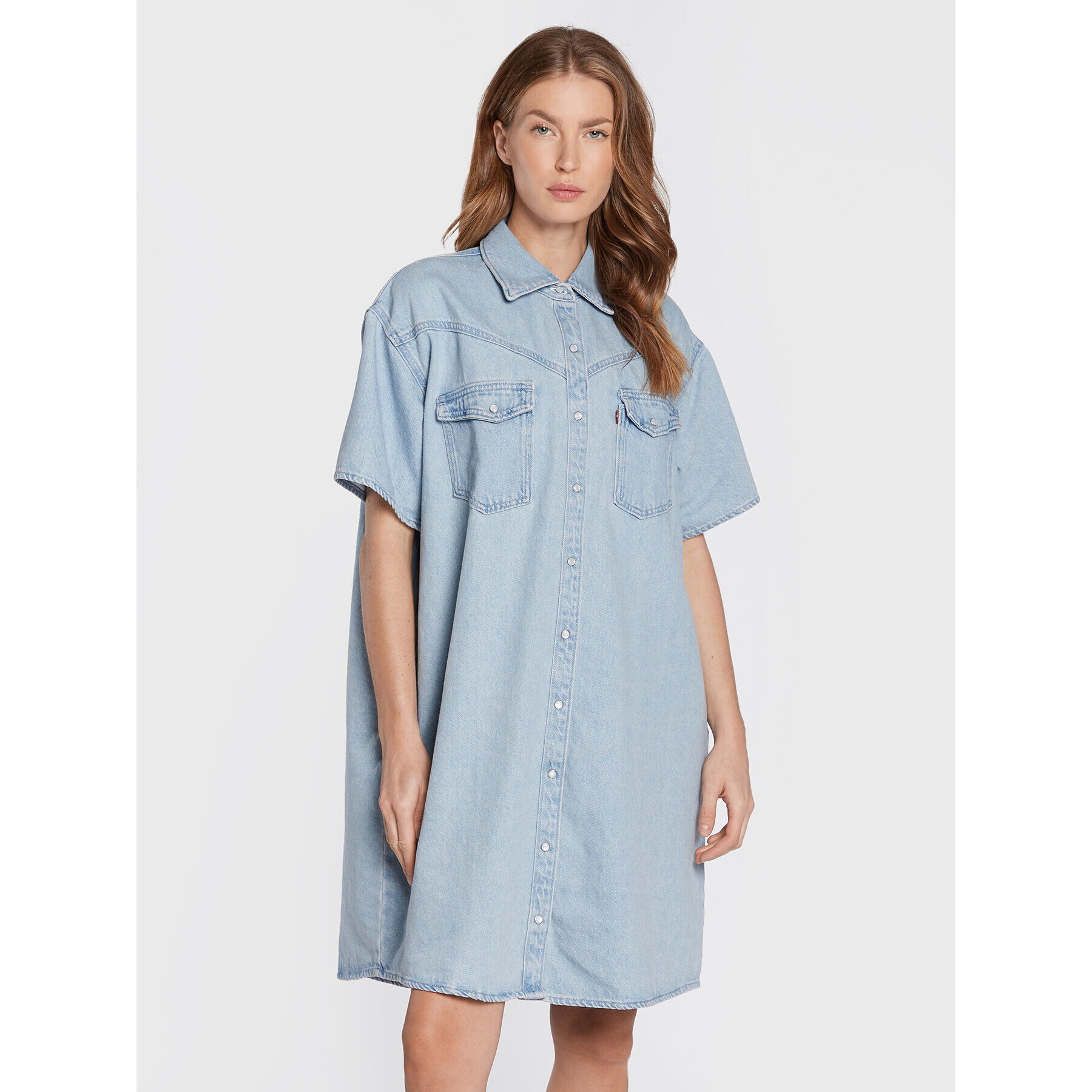 Levi's® Rochie de blugi Elowen Western A3344-0001 Albastru Oversize - Pled.ro