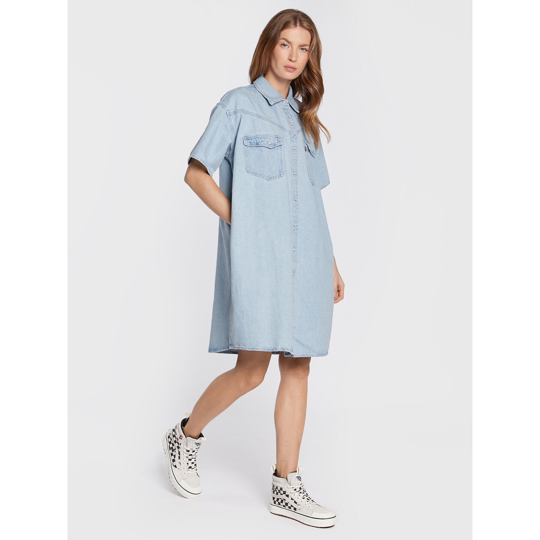 Levi's® Rochie de blugi Elowen Western A3344-0001 Albastru Oversize - Pled.ro