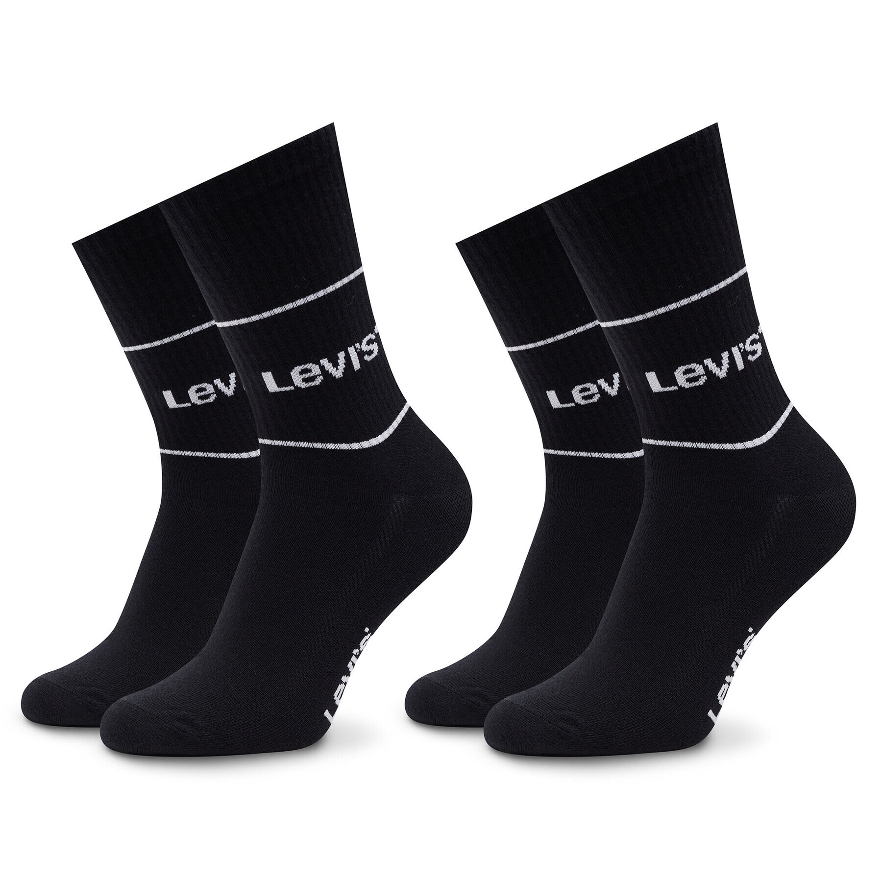 Levi's® Set de 2 perechi de șosete lungi unisex 701210567 Negru - Pled.ro