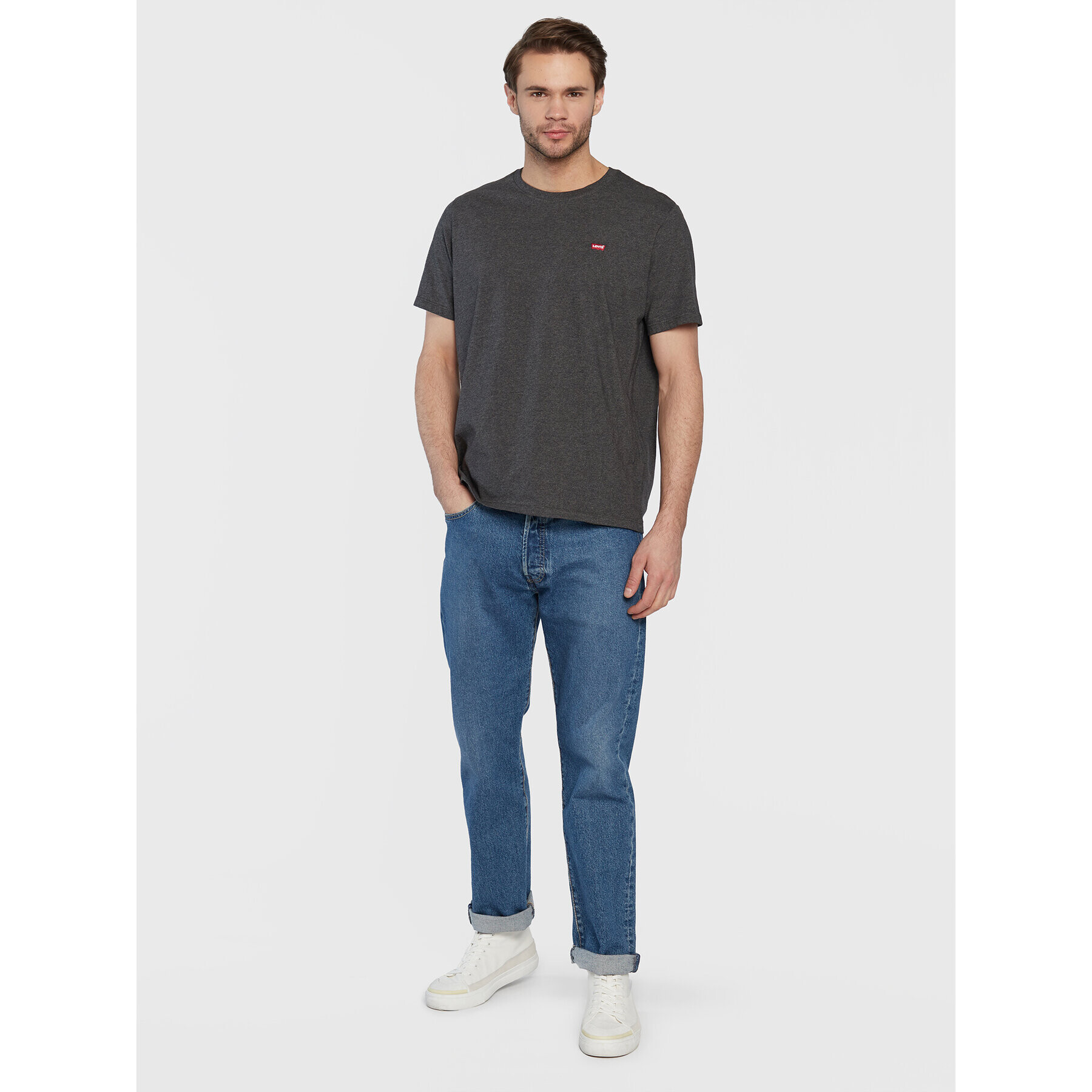 Levi's® Tricou Original Housemark 56605-0149 Gri Regular Fit - Pled.ro