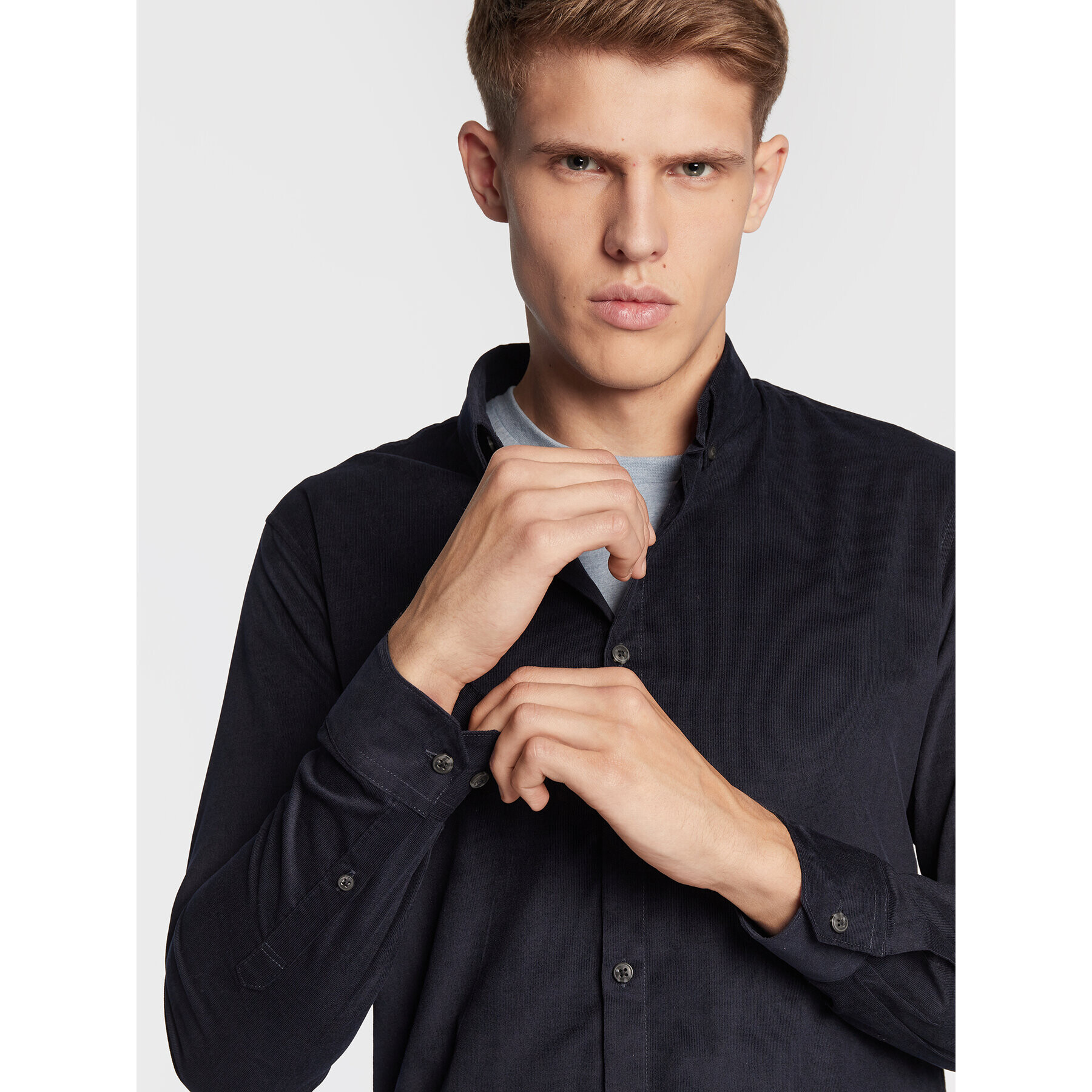 Lindbergh Cămașă 30-203248 Bleumarin Slim Fit - Pled.ro