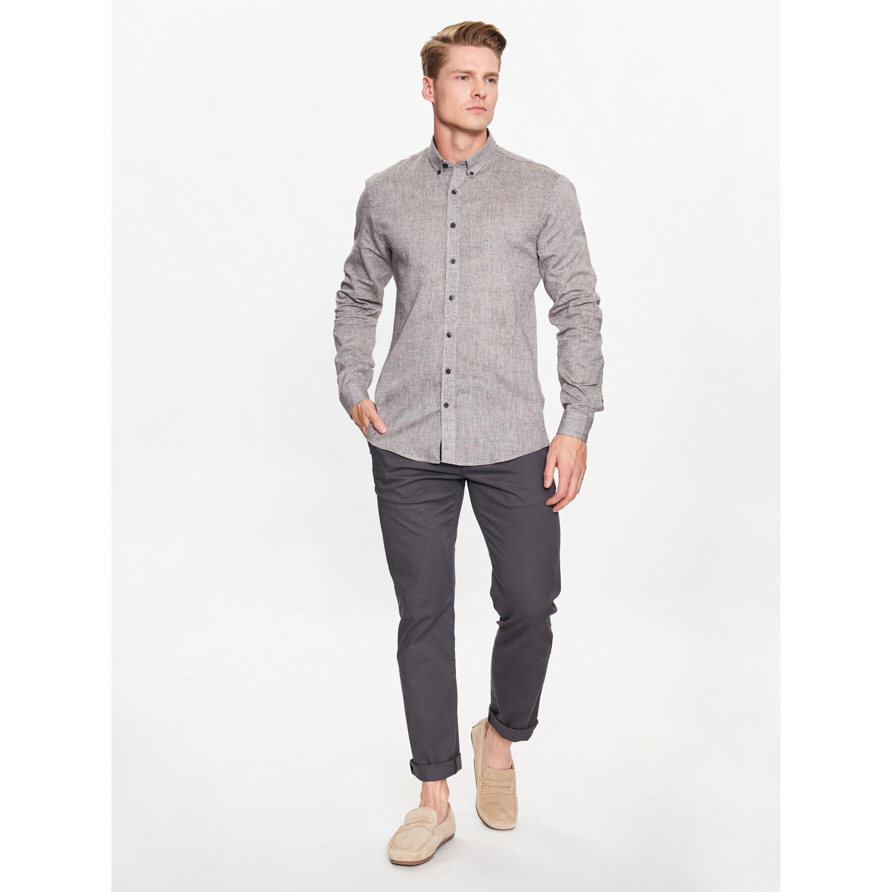 Lindbergh Cămașă 30-203344 Bej Slim Fit - Pled.ro