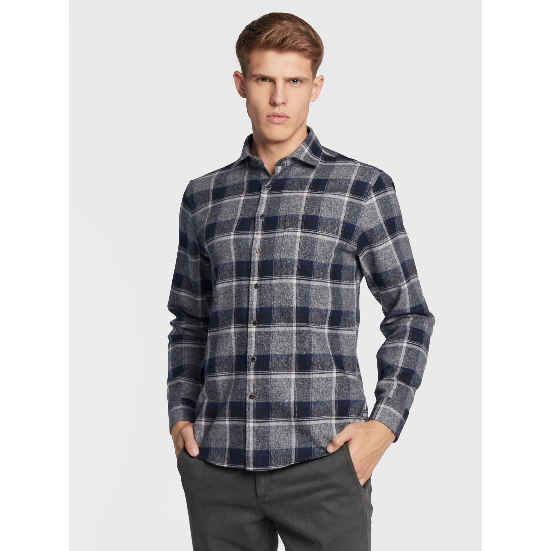 Lindbergh Cămașă 30-203386 Bleumarin Slim Fit - Pled.ro