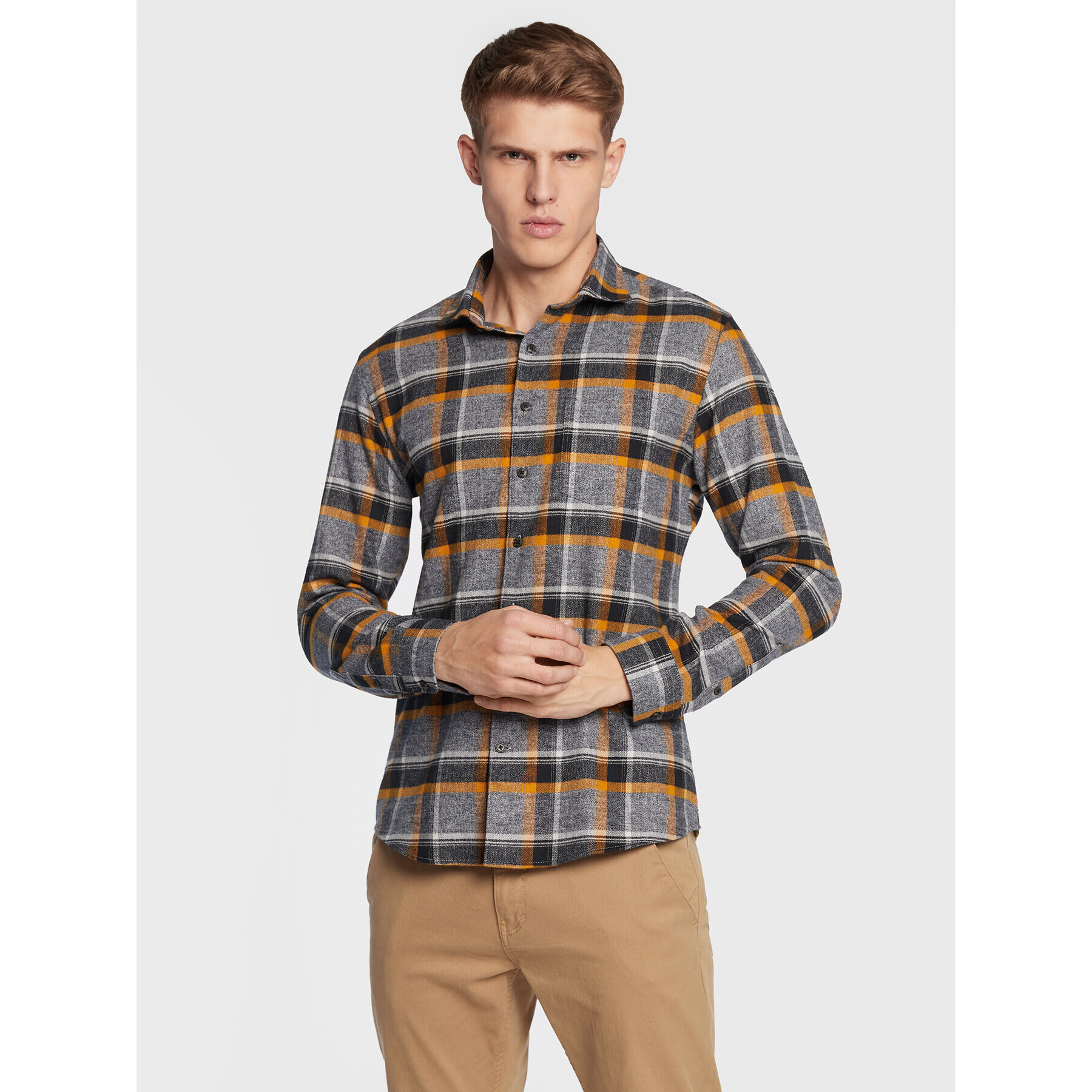 Lindbergh Cămașă 30-203386 Gri Slim Fit - Pled.ro