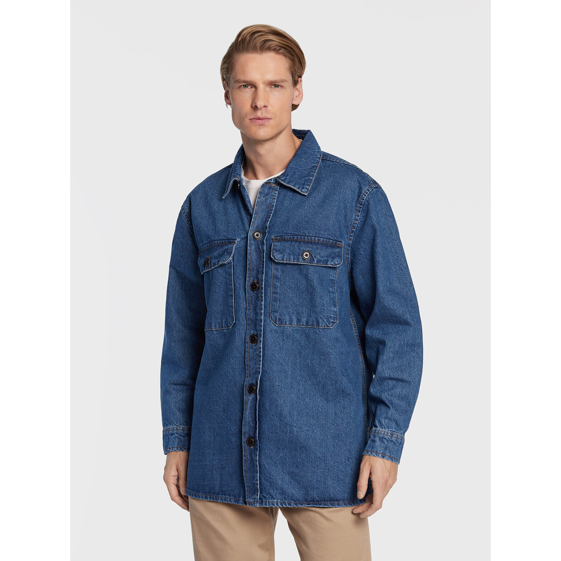 Lindbergh cămașă de blugi 30-304025 Albastru Regular Fit - Pled.ro