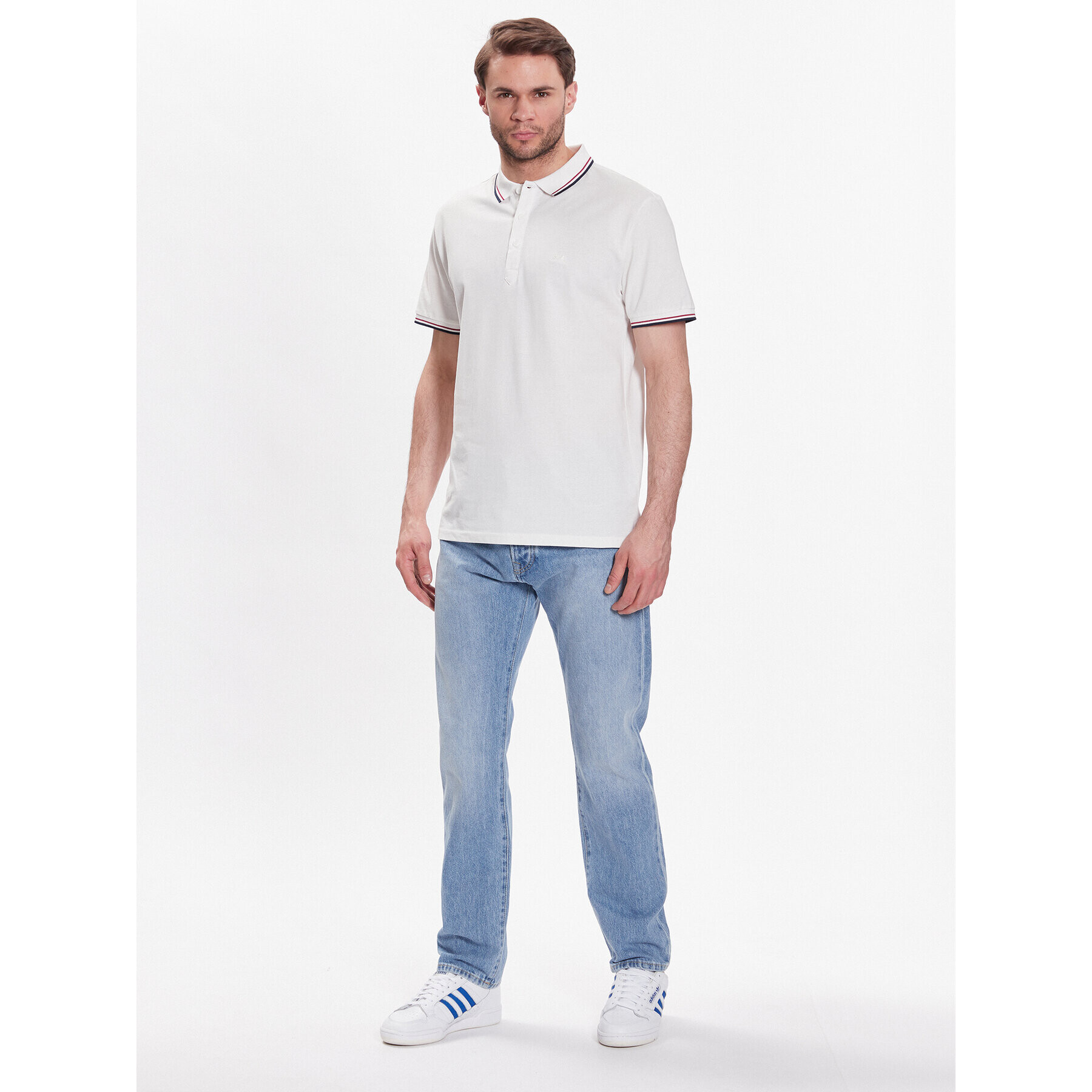 Lindbergh Tricou polo 30-404010 Alb Relaxed Fit - Pled.ro