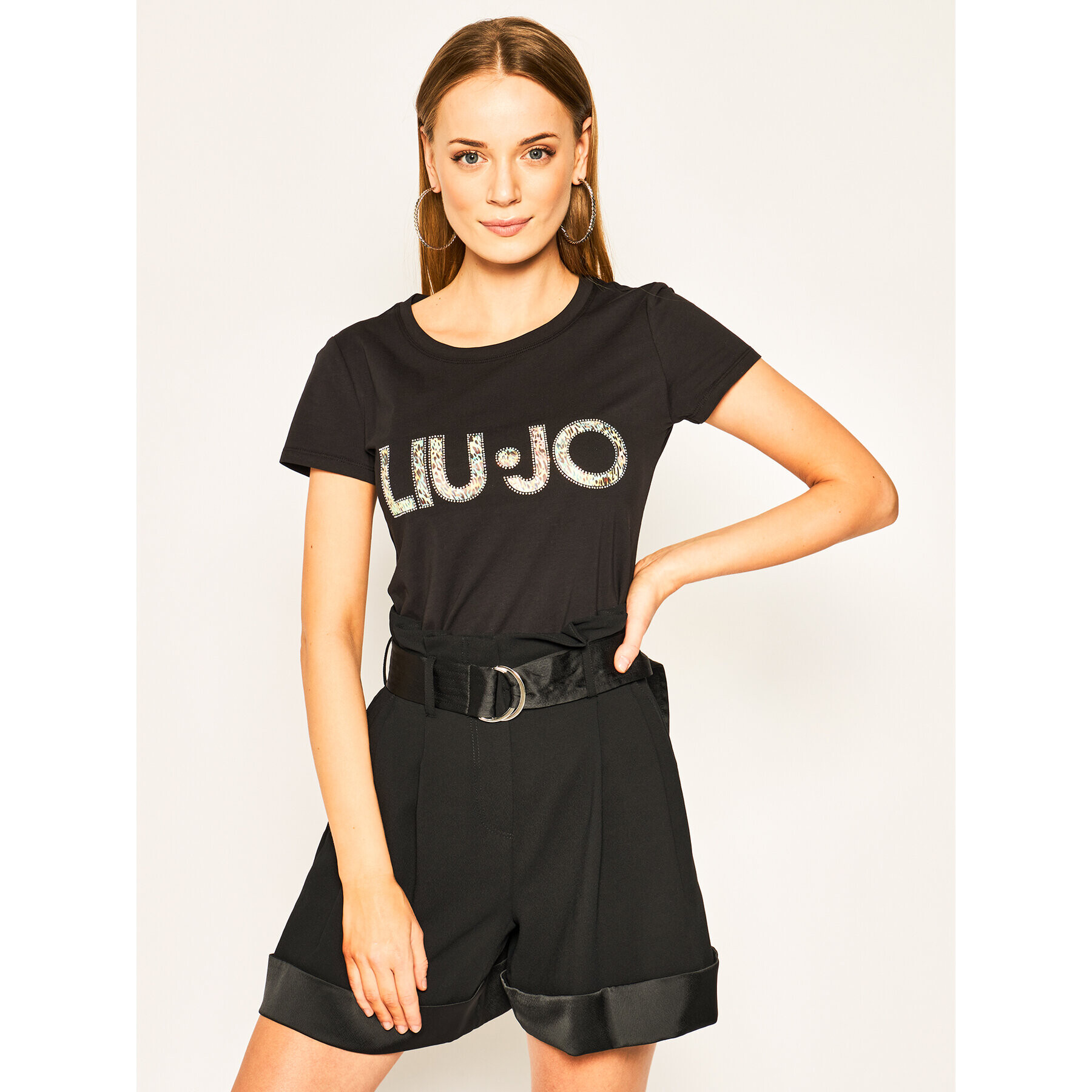 Liu Jo Beachwear Tricou VA0172 J5003 Negru Slim Fit - Pled.ro