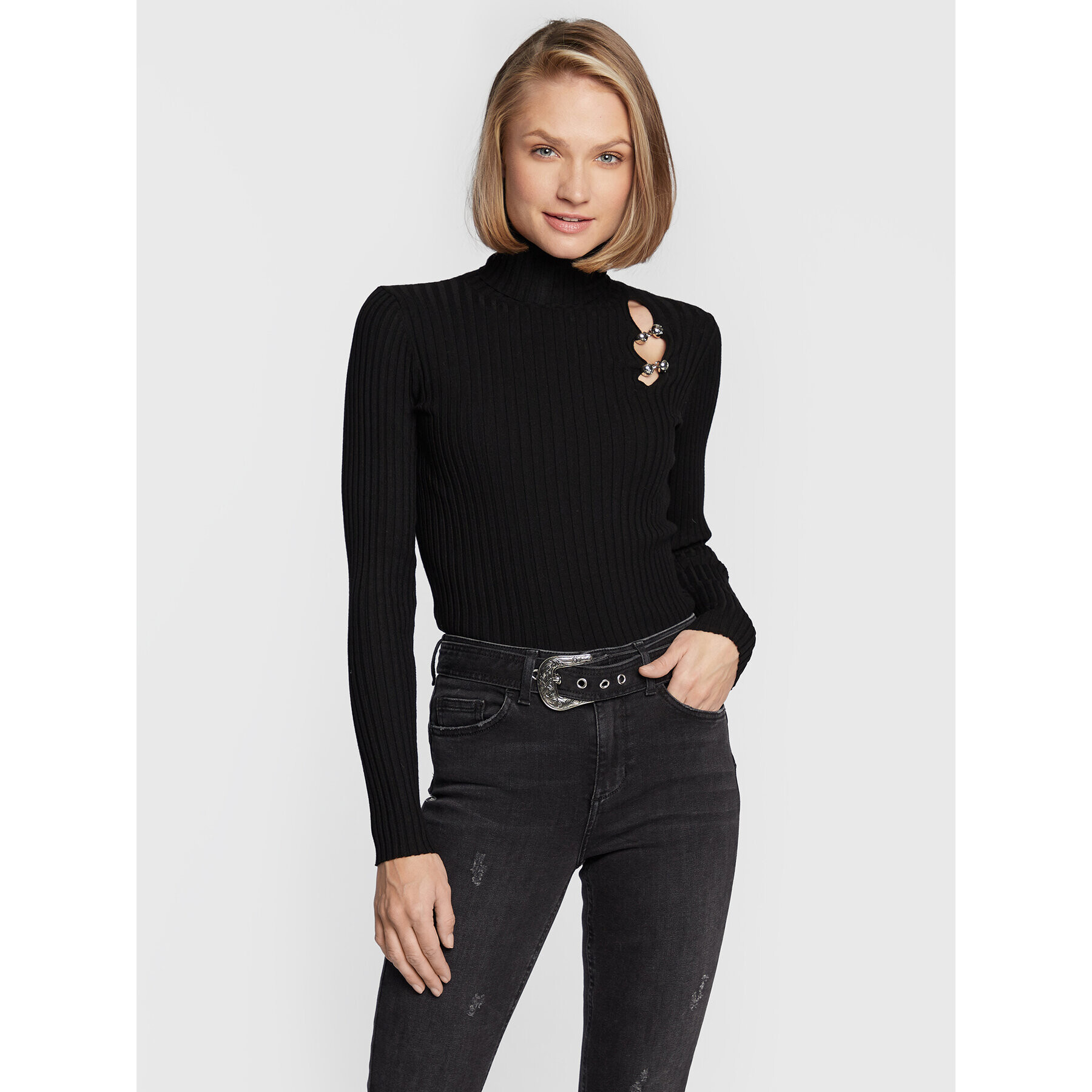 Liu Jo Bluză cu gât CF2175 MS99E Negru Slim Fit - Pled.ro