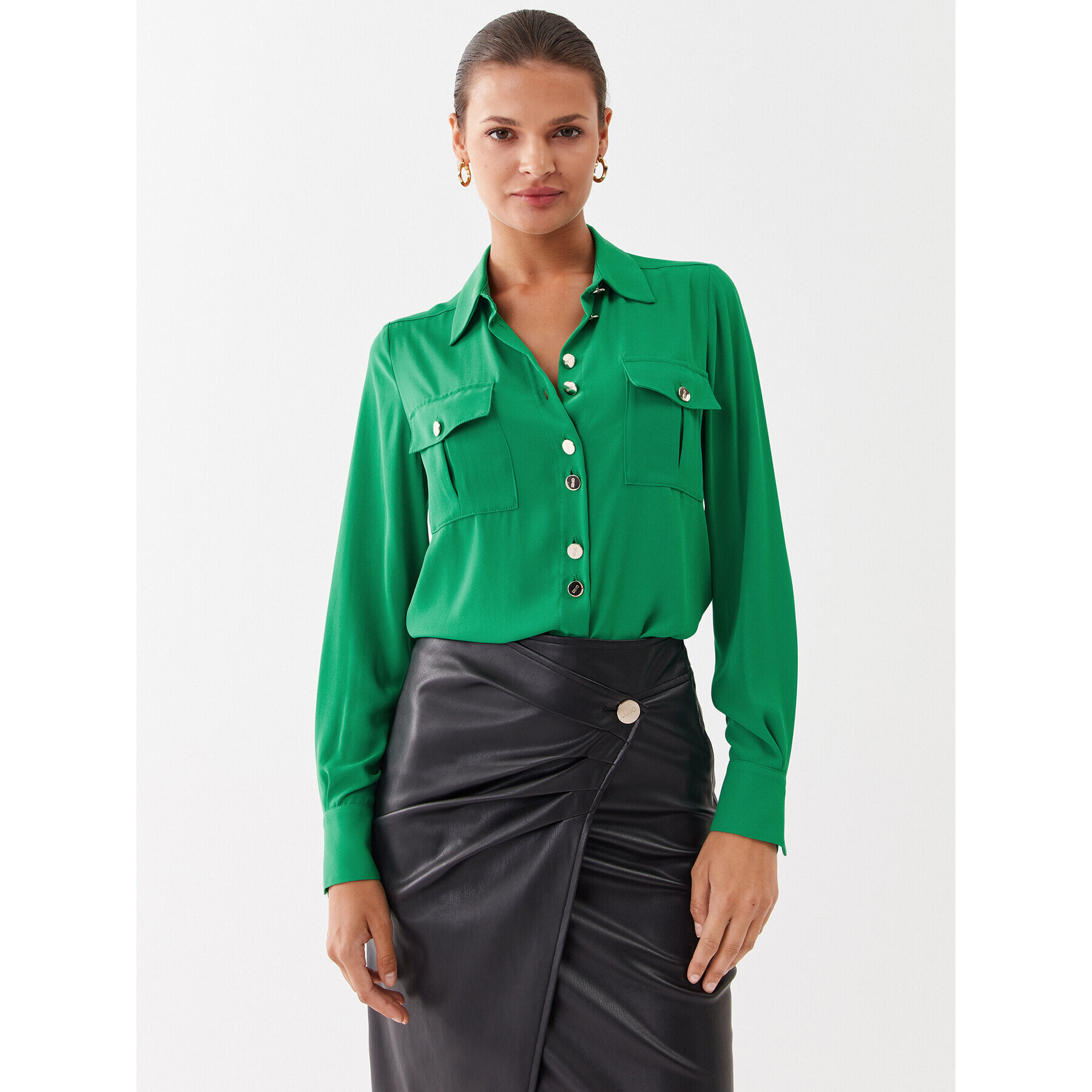 Liu Jo Cămașă CF3276 TS353 Verde Regular Fit - Pled.ro