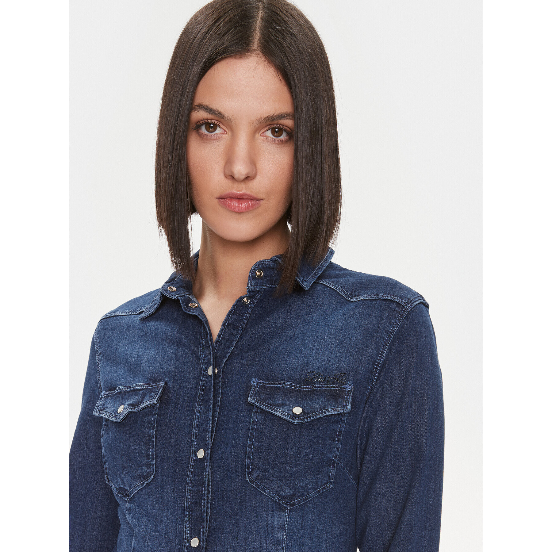 Liu Jo cămașă de blugi UF3048 D4051 Bleumarin Regular Fit - Pled.ro