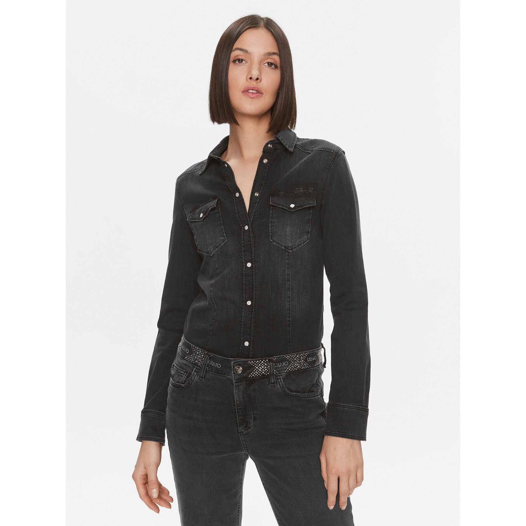 Liu Jo cămașă de blugi UF3048 D4051 Negru Regular Fit - Pled.ro