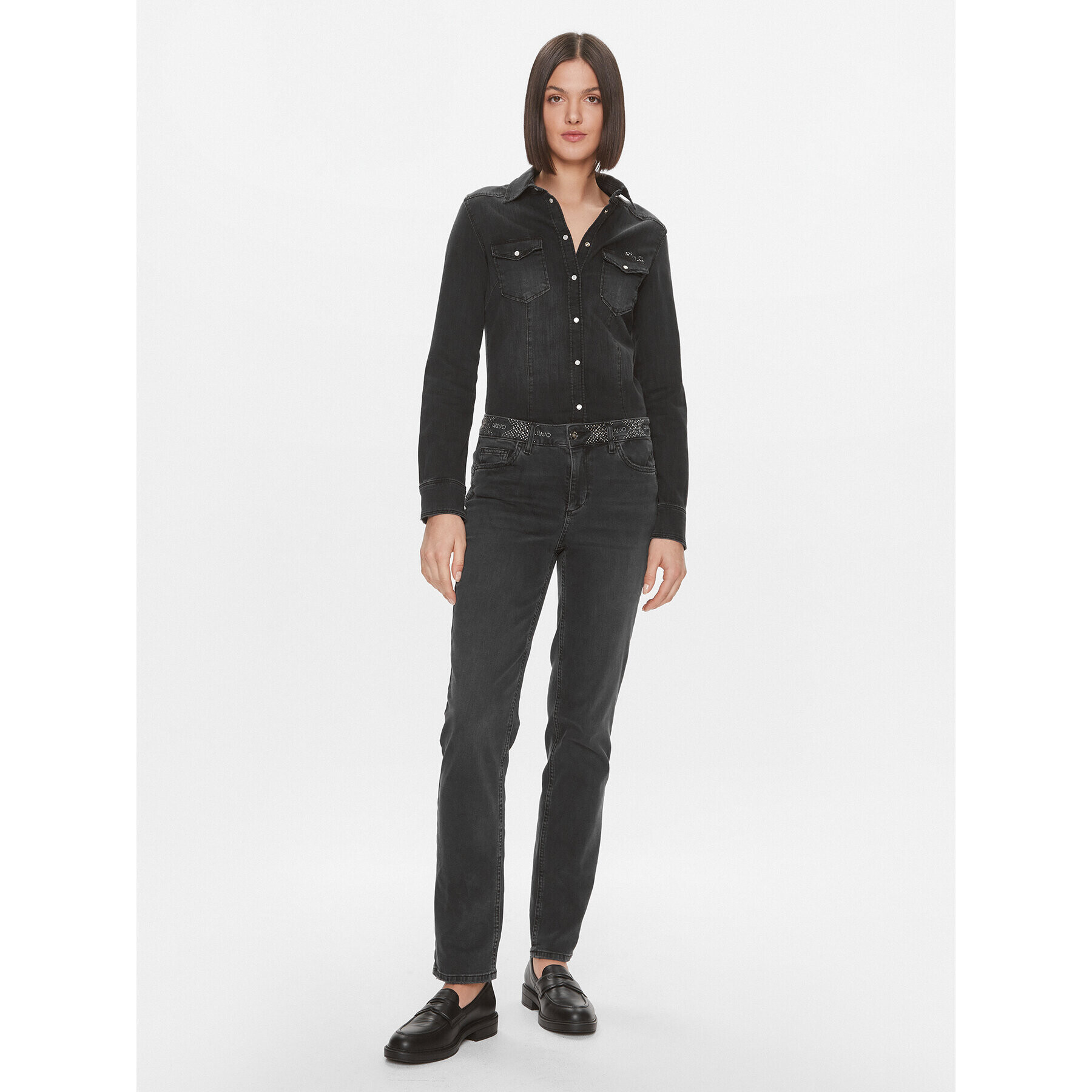 Liu Jo cămașă de blugi UF3048 D4051 Negru Regular Fit - Pled.ro