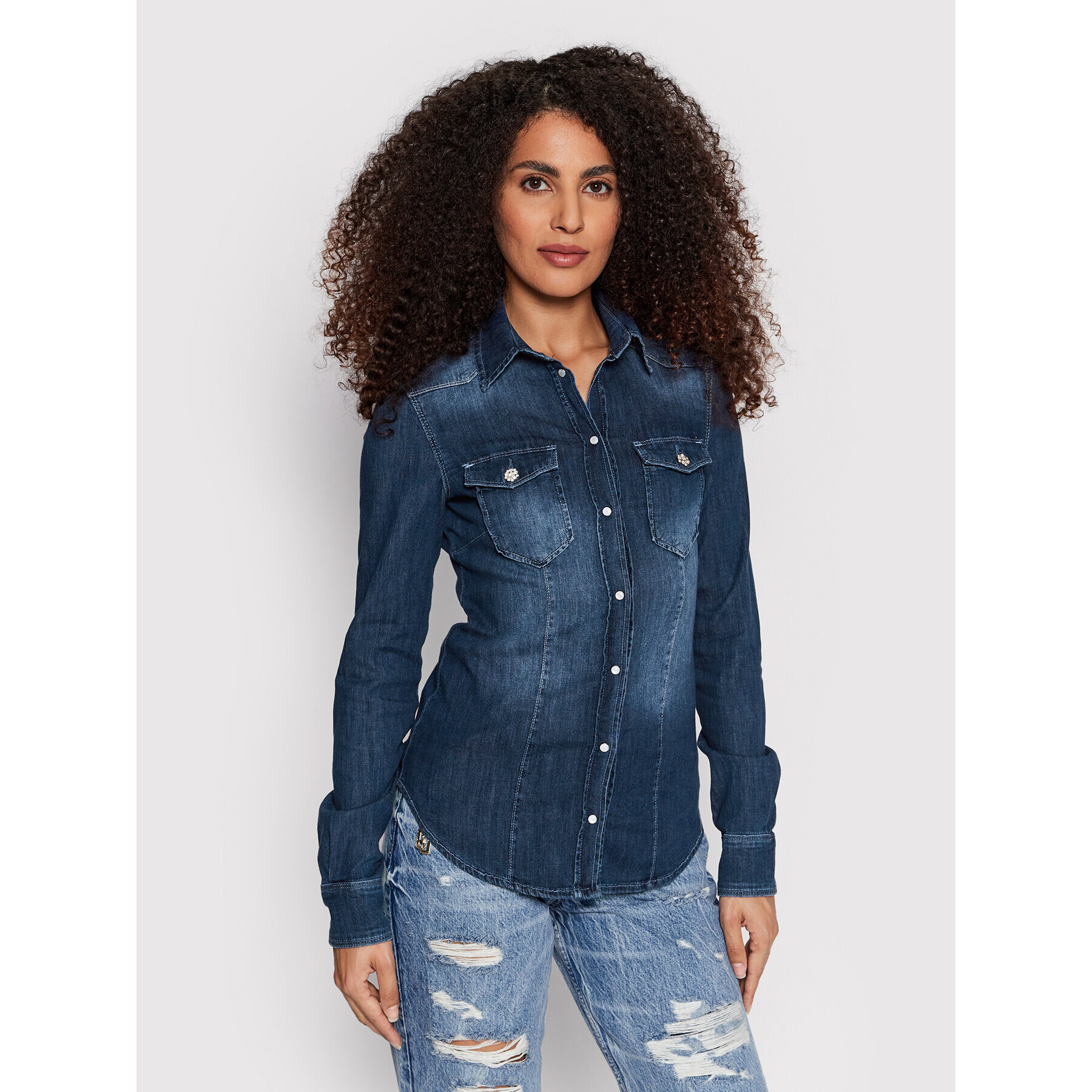 Liu Jo Cămașă UA2048 D4051 Bleumarin Slim Fit - Pled.ro