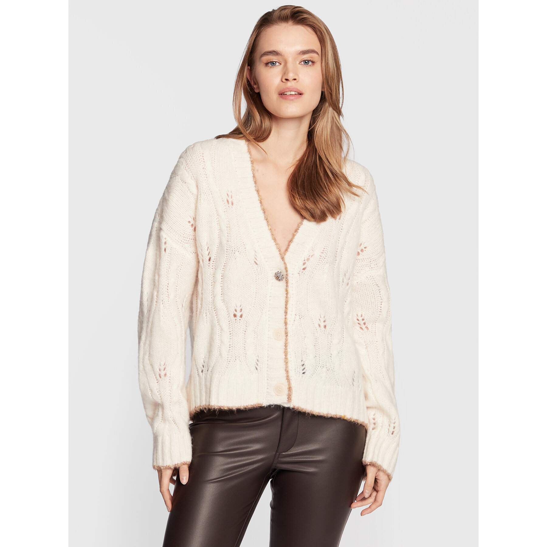 Liu Jo Cardigan WF2271 MA05N Écru Regular Fit - Pled.ro