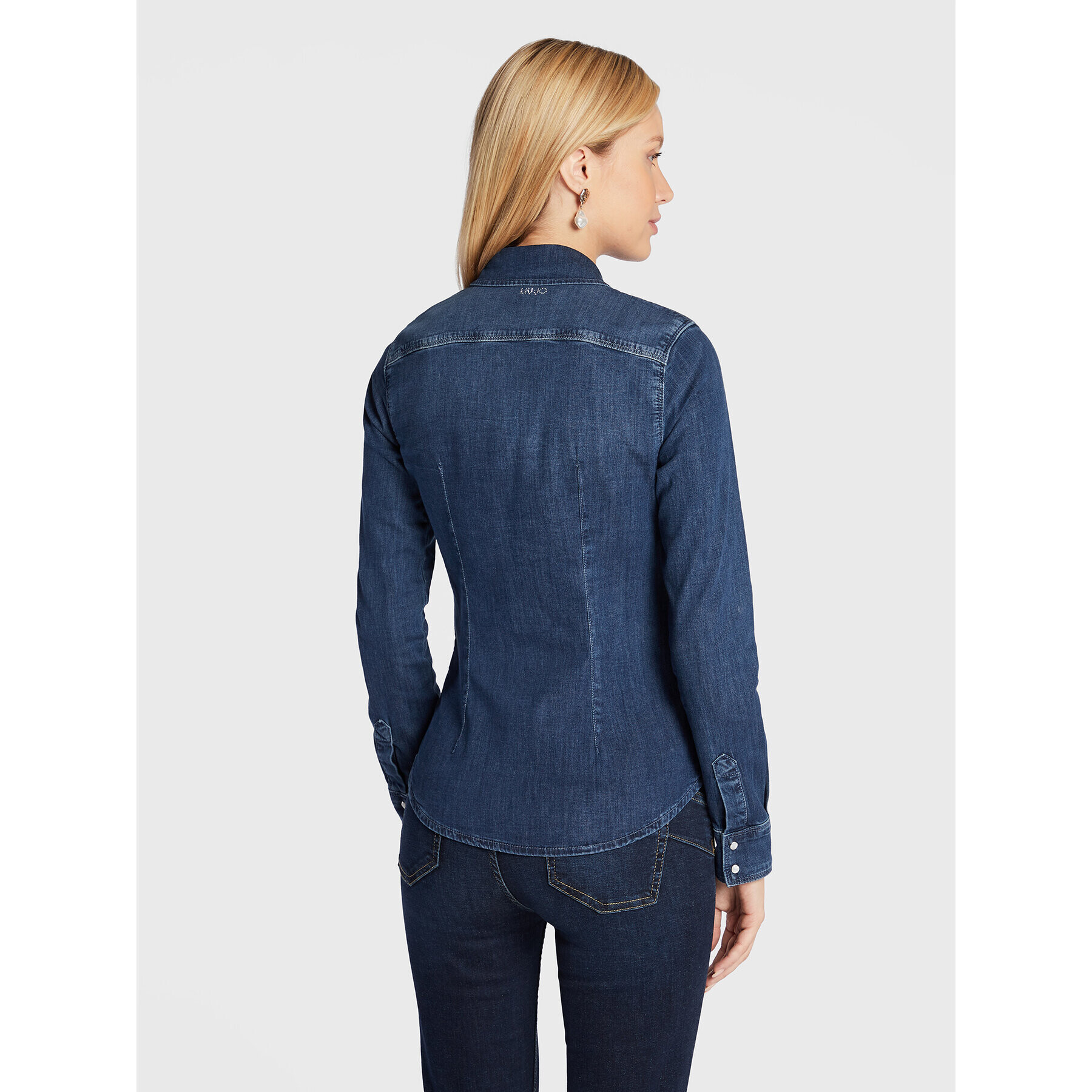 Liu Jo cămașă de blugi UF2048 D4051 Albastru Slim Fit - Pled.ro