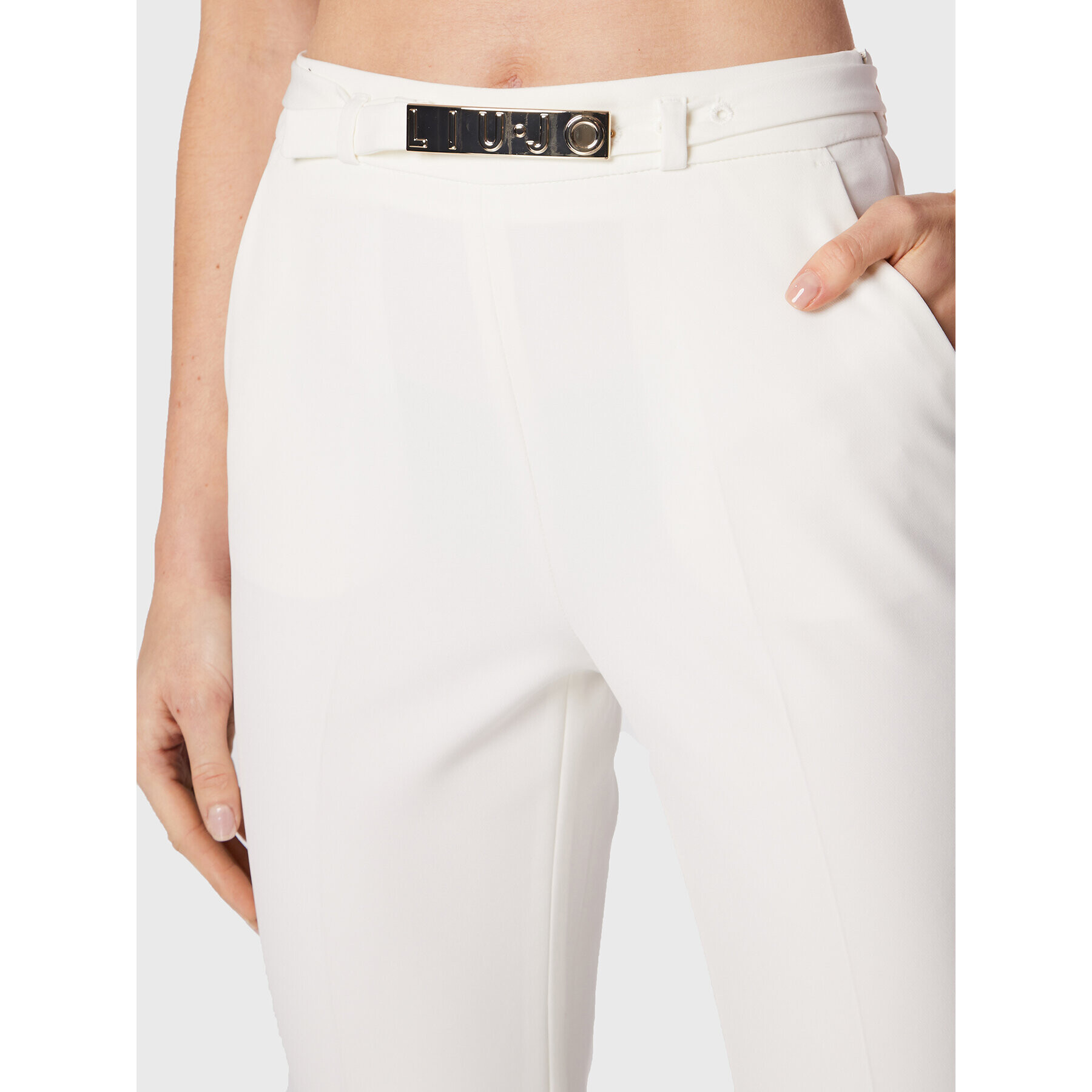 Liu Jo Pantaloni chino WF2226 T7896 Alb Slim Fit - Pled.ro