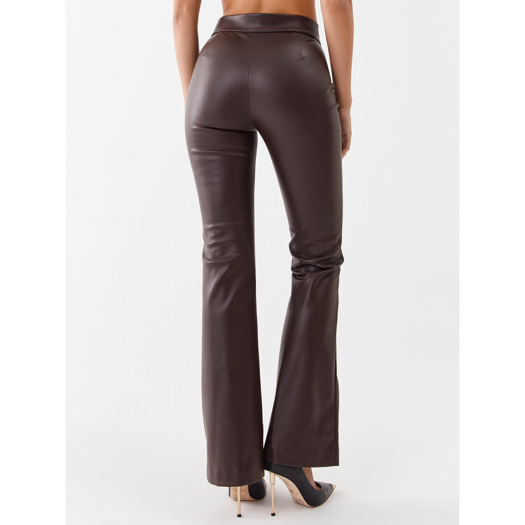 Liu Jo Pantaloni din imitație de piele CF3030 E0624 Maro Wide Leg - Pled.ro