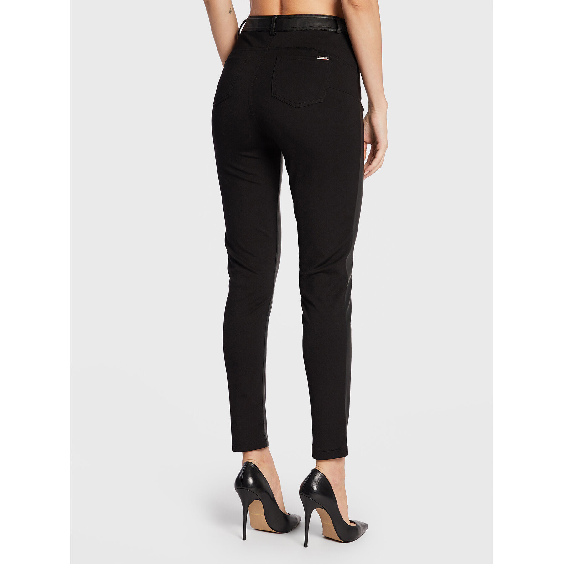 Liu Jo Pantaloni din imitație de piele WF2118 E0392 Negru Slim Fit - Pled.ro