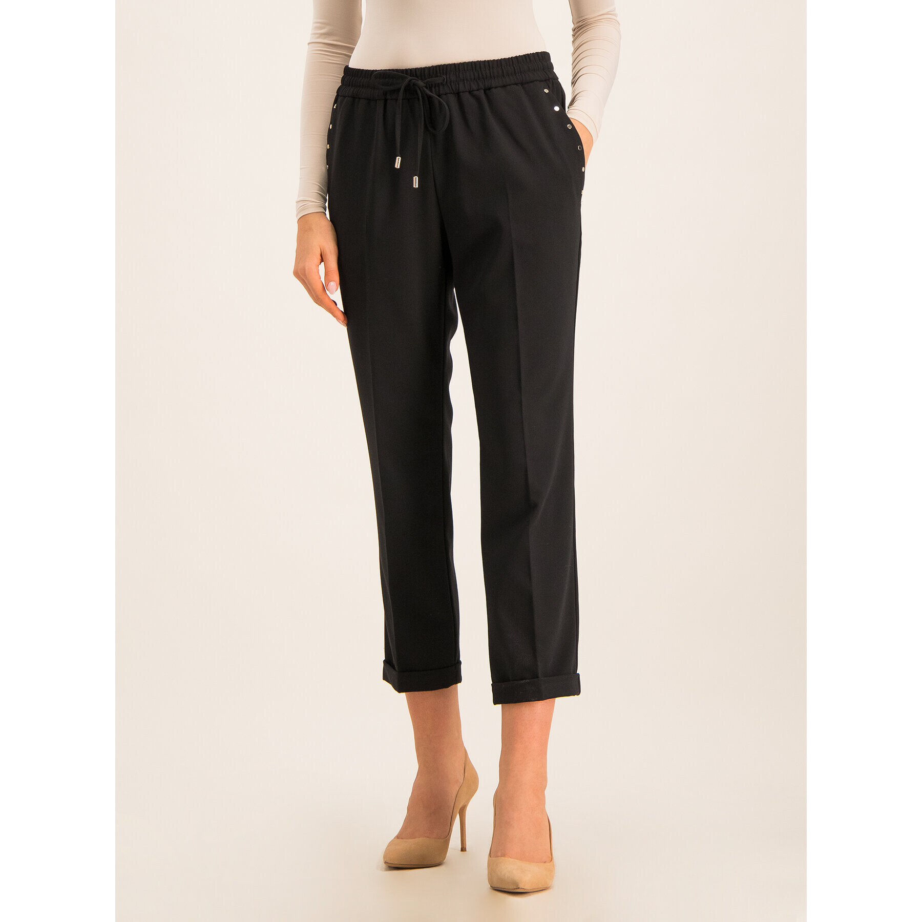 Liu Jo Pantaloni din material Pant. Jogging C69132 T1801 Negru Regular Fit - Pled.ro