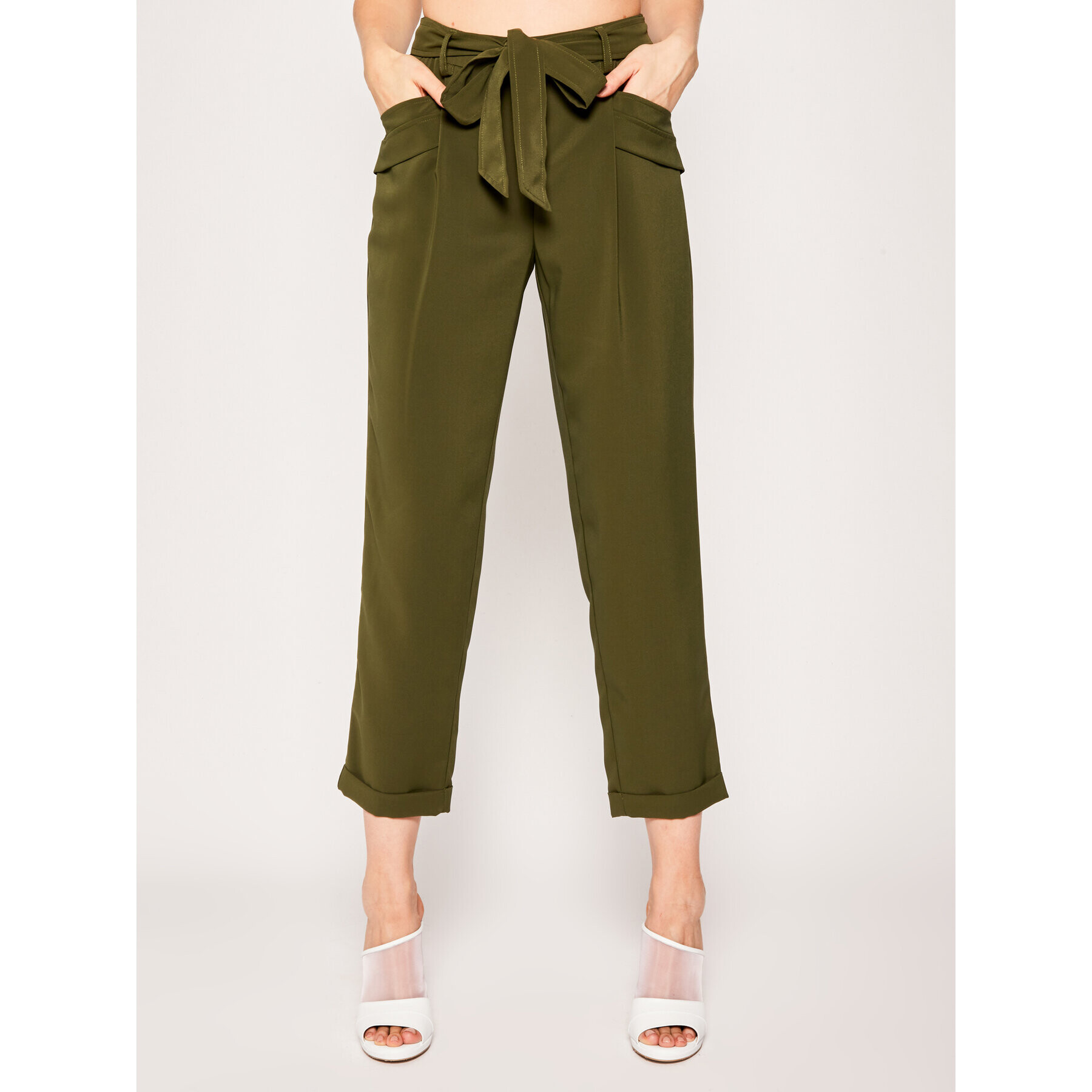 Liu Jo Pantaloni din material WA0061 T5809 Verde Regular Fit - Pled.ro