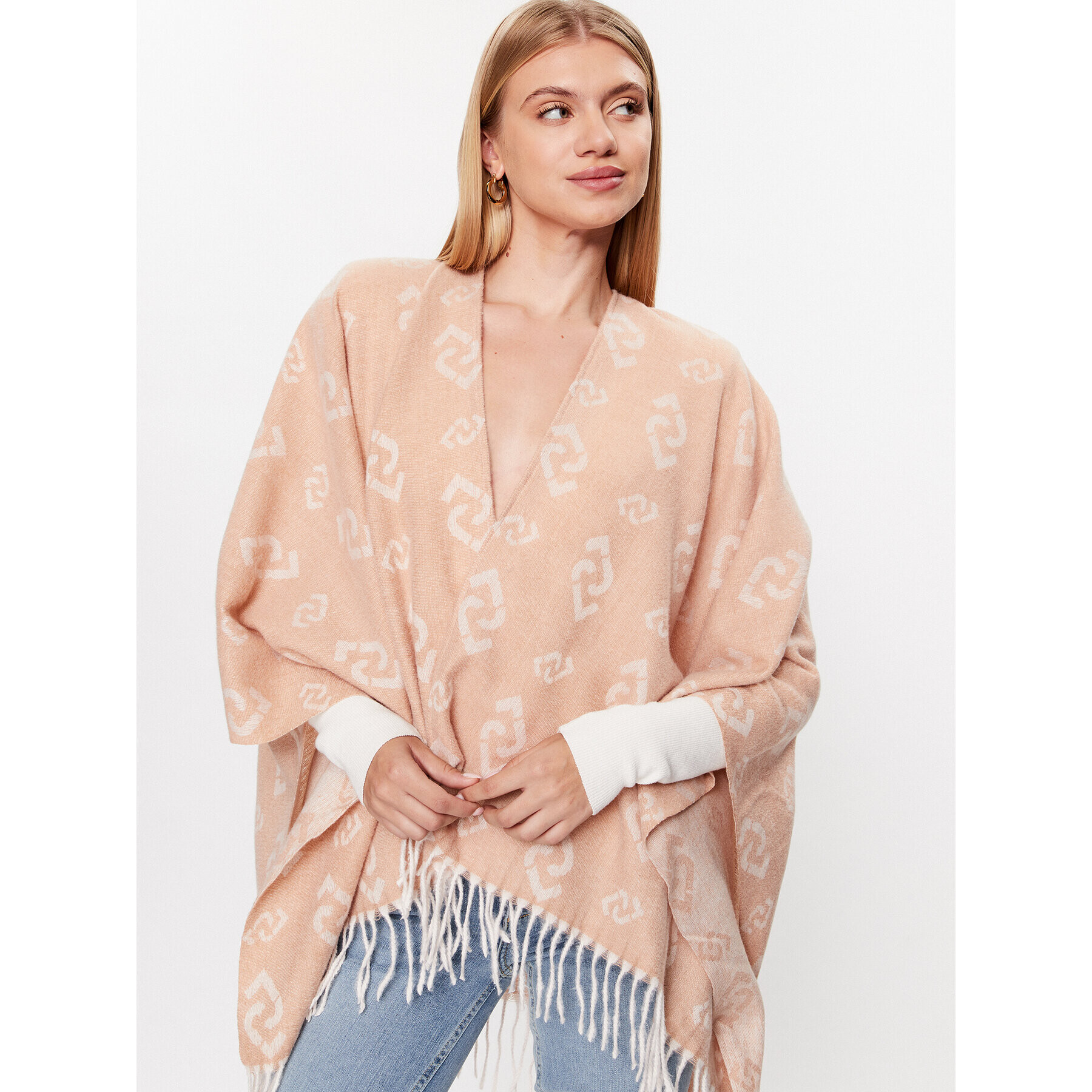 Liu Jo Poncho 2F3087 T0300 Bej Relaxed Fit - Pled.ro