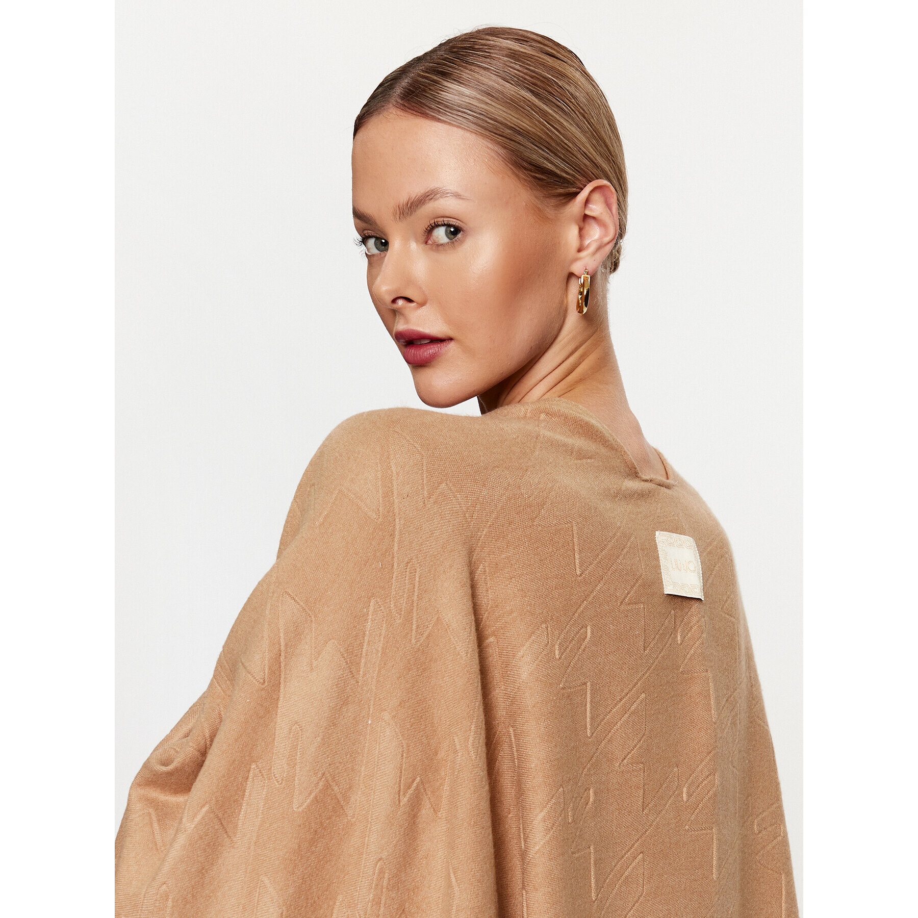 Liu Jo Poncho 2F3091 T0300 Bej Relaxed Fit - Pled.ro