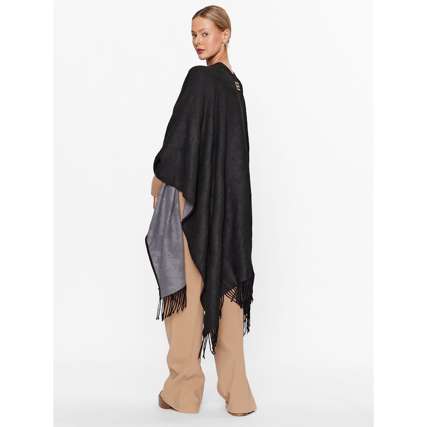 Liu Jo Poncho 2F3091 T0300 Negru Relaxed Fit - Pled.ro