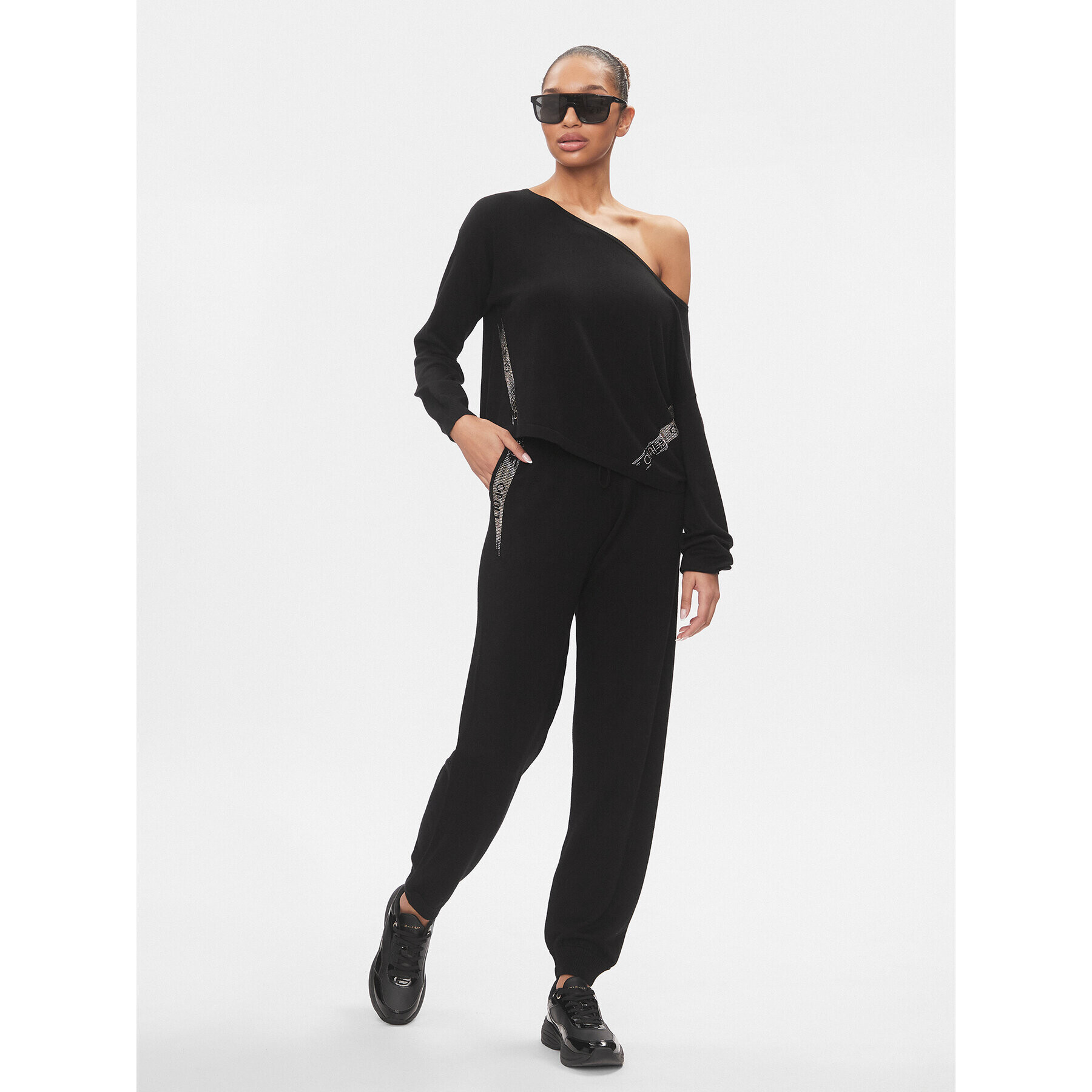 Liu Jo Sport Pulover TA4159 MS49I Negru Cropped Fit - Pled.ro