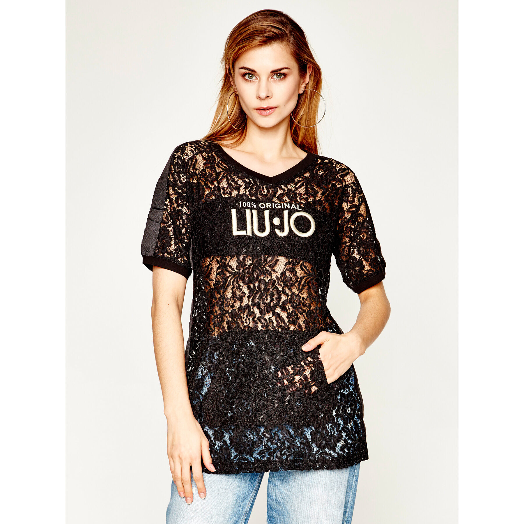 Liu Jo Sport Tricou TA0116 J5928 Negru Oversize - Pled.ro