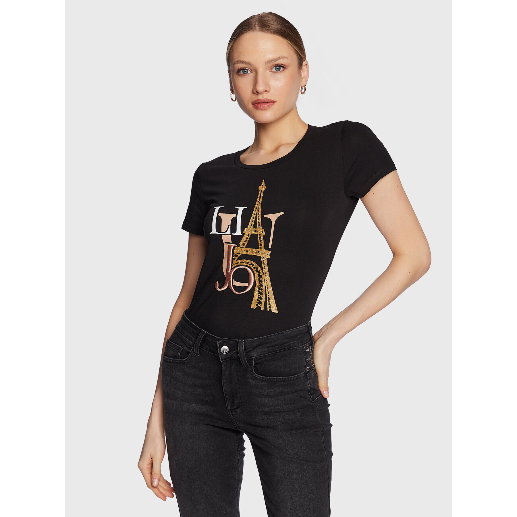 Liu Jo Sport Tricou TA3088 JS003 Negru Regular Fit - Pled.ro