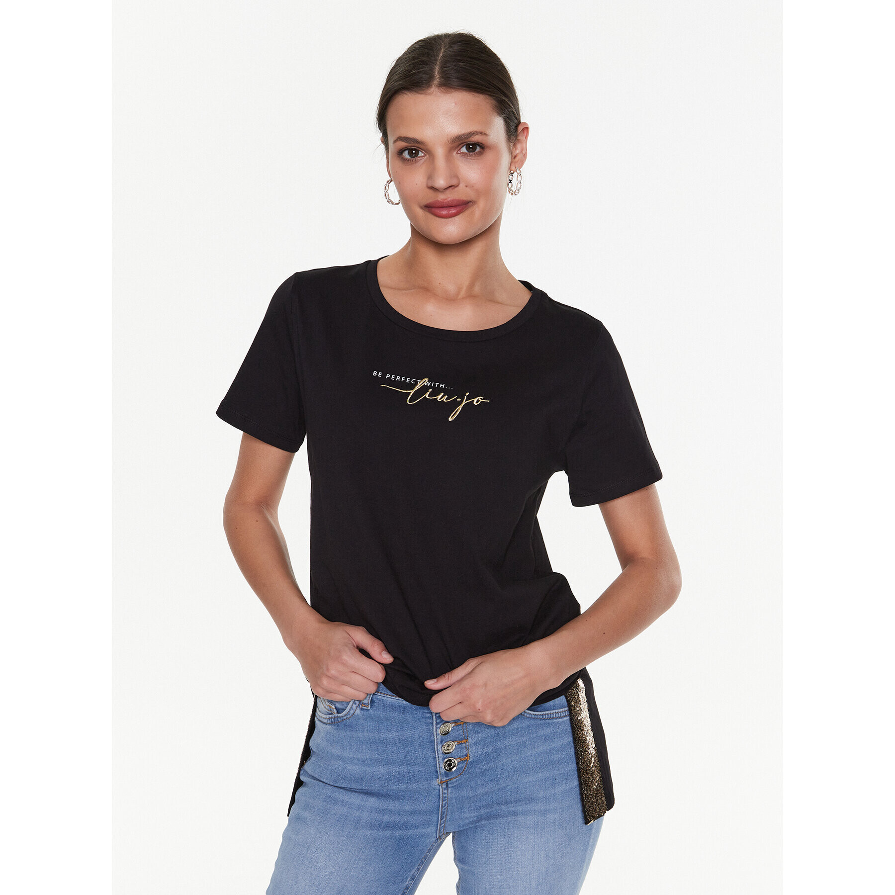 Liu Jo Sport Tricou TA3185 JS923 Negru Regular Fit - Pled.ro