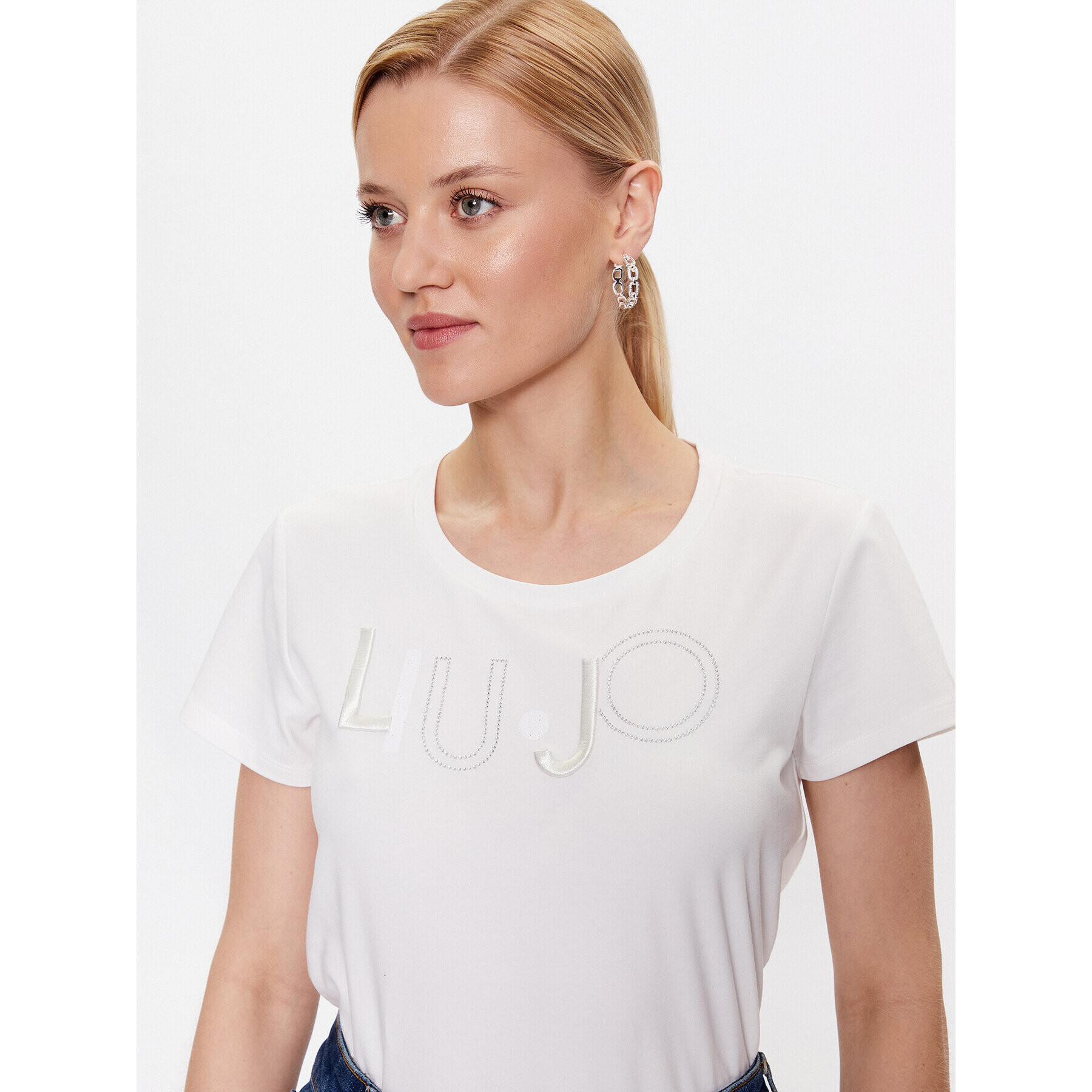 Liu Jo Sport Tricou TF3084 J0088 Écru Regular Fit - Pled.ro