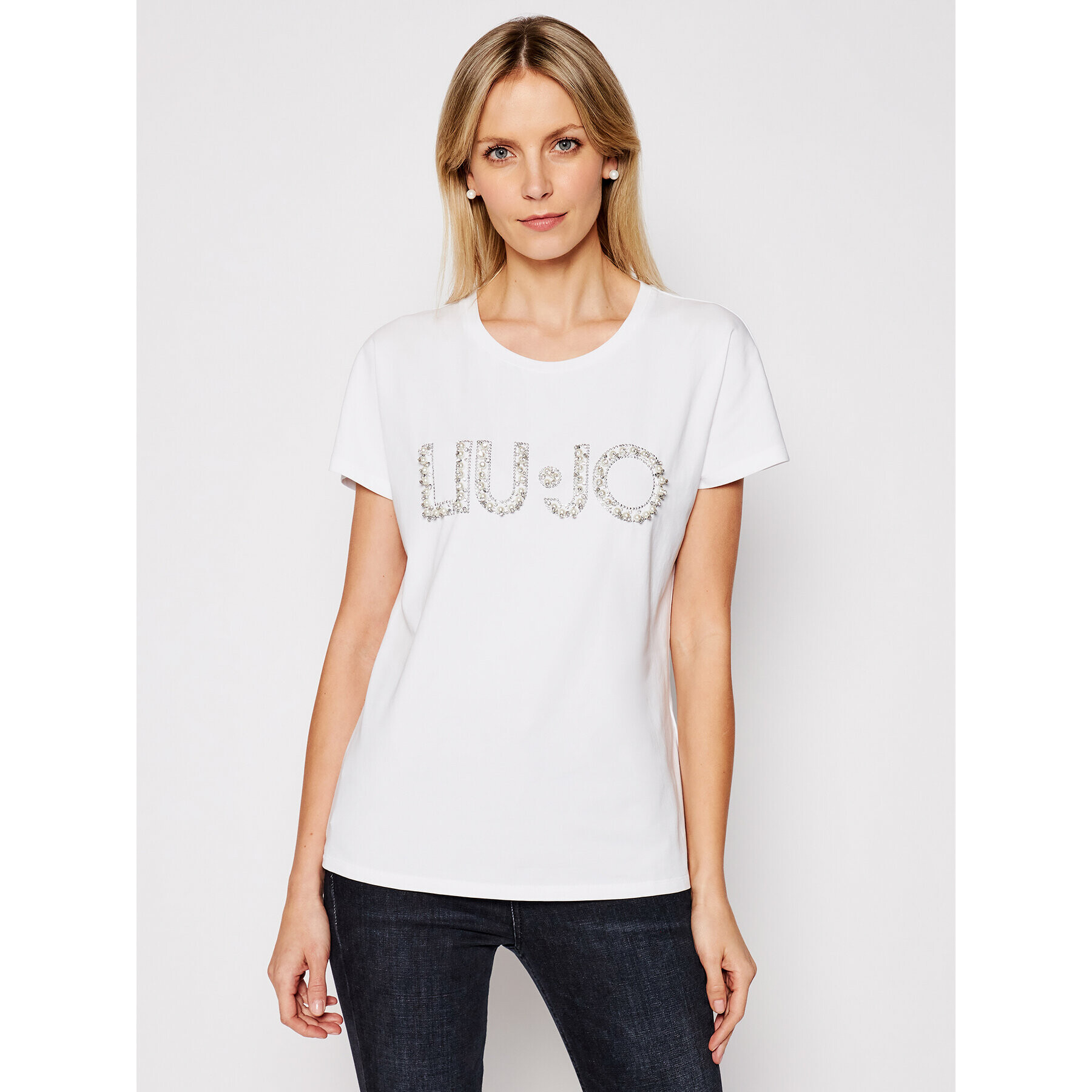 Liu Jo Tricou CA1236 J9135 Alb Regular Fit - Pled.ro