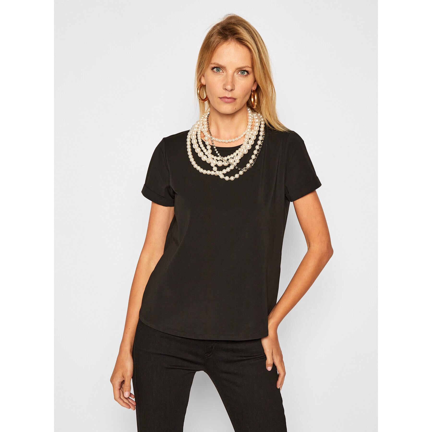 Liu Jo Tricou CF0190 J9135 Negru Regular Fit - Pled.ro