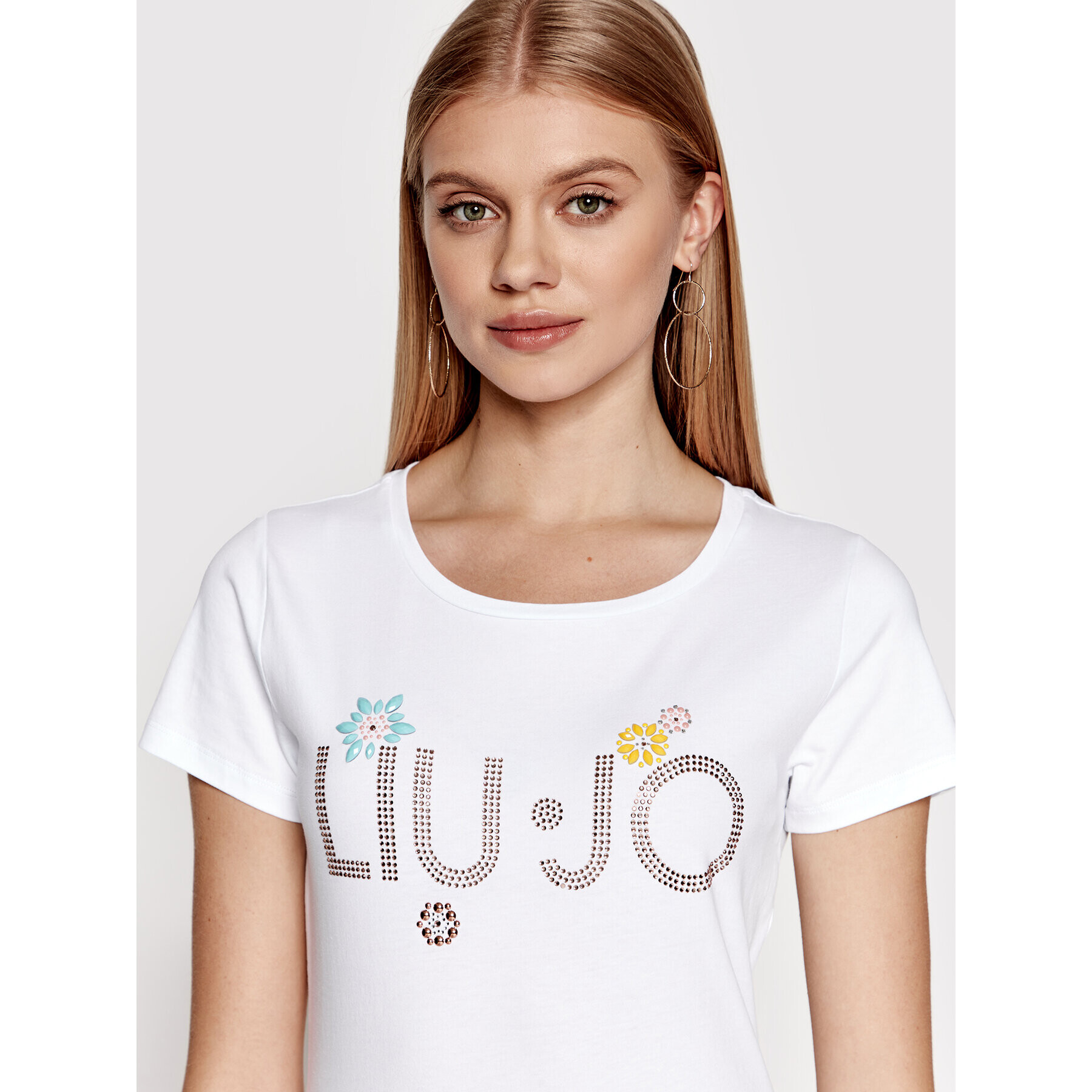 Liu Jo Tricou VA2074 J5003 Alb Regular Fit - Pled.ro