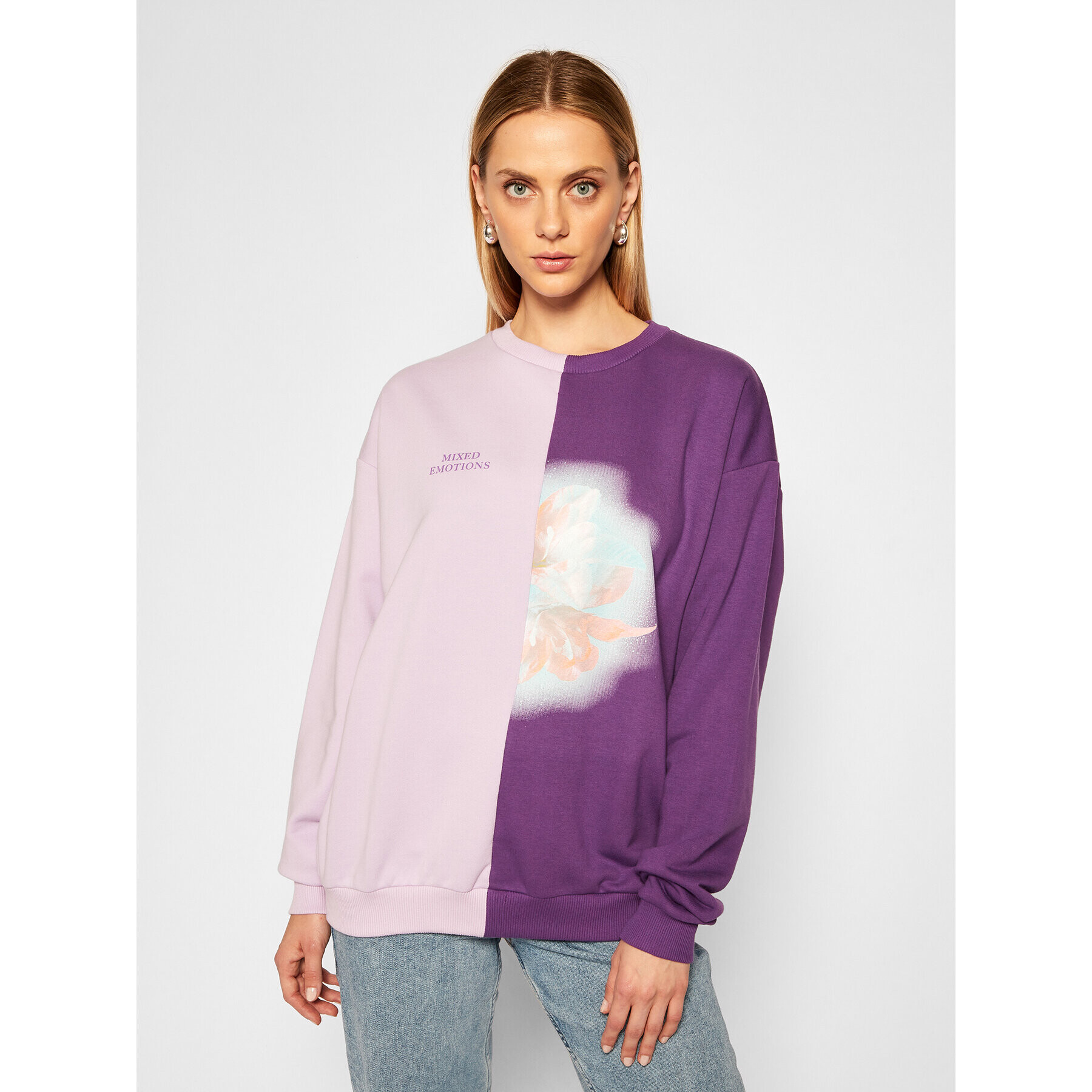 Local Heroes Bluză Flower Mixed Sweatshirt AW2021S0018 Violet Regular Fit - Pled.ro