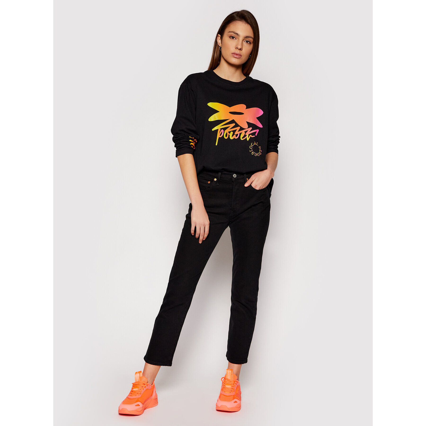 Local Heroes Bluză Flower Power SS21T0061 Negru Oversize - Pled.ro