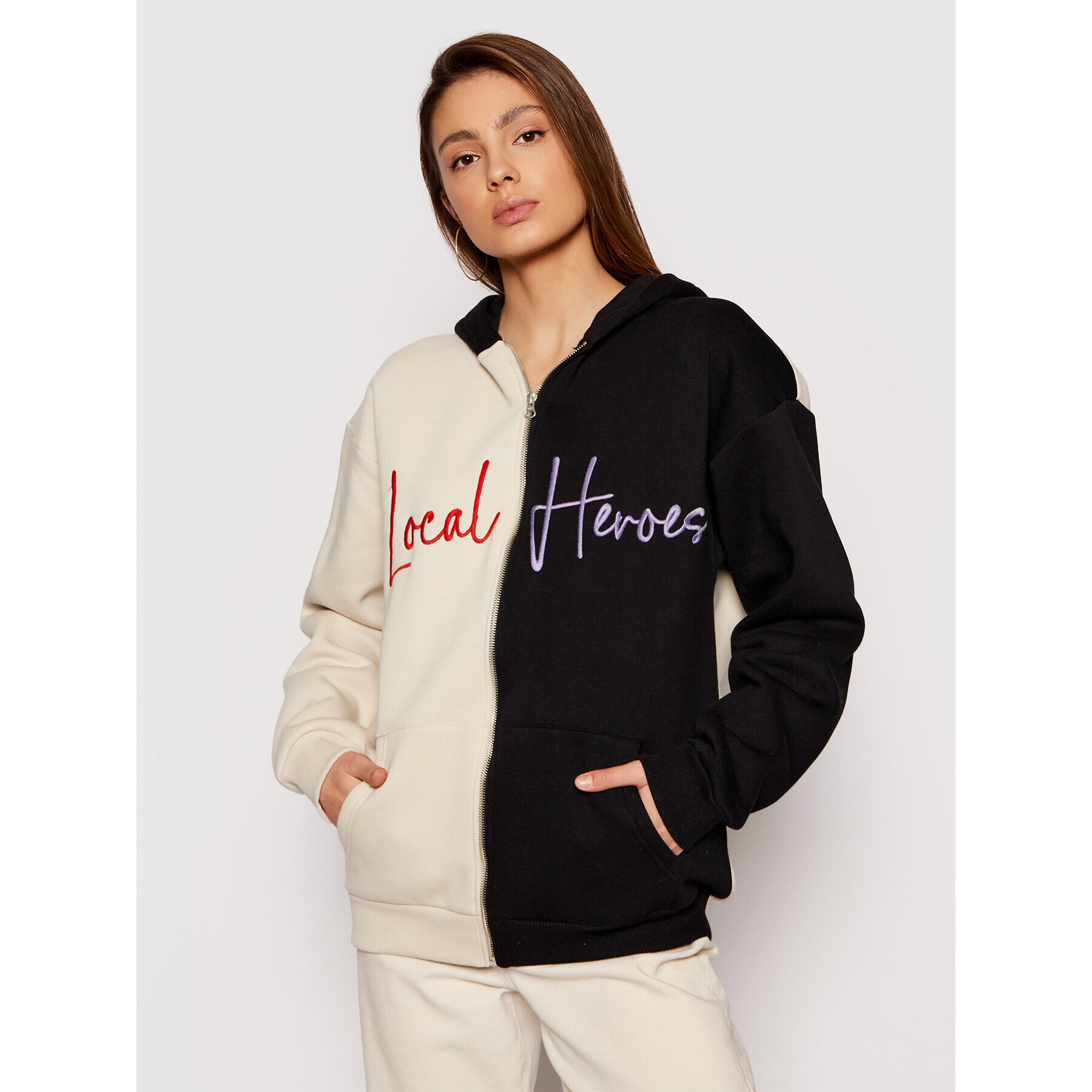 Local Heroes Bluză Half Naked Zip SS21S0005 Bej Regular Fit - Pled.ro