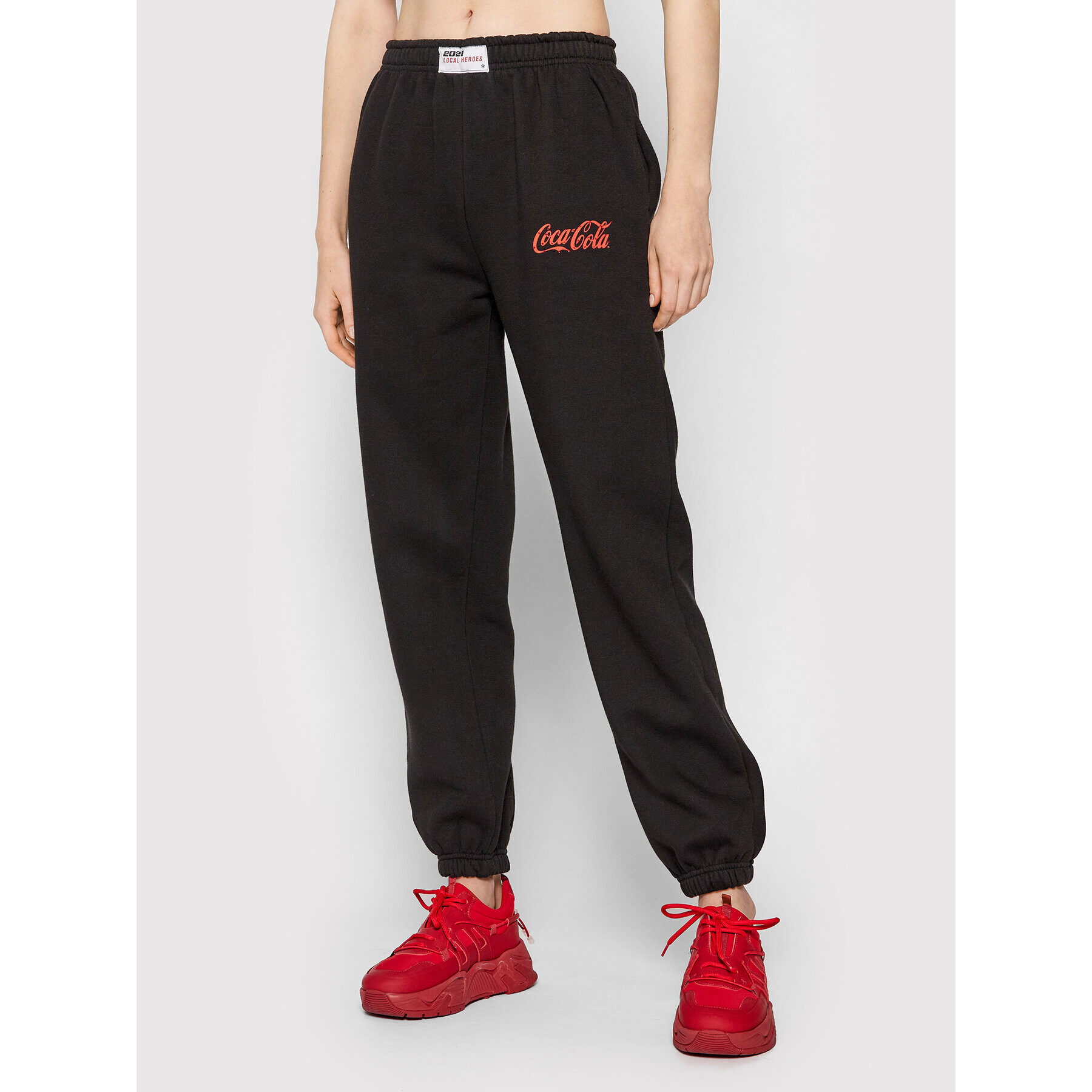 Local Heroes Pantaloni trening COCA-COLA Rhinestones LHCCP001 Negru Oversize - Pled.ro