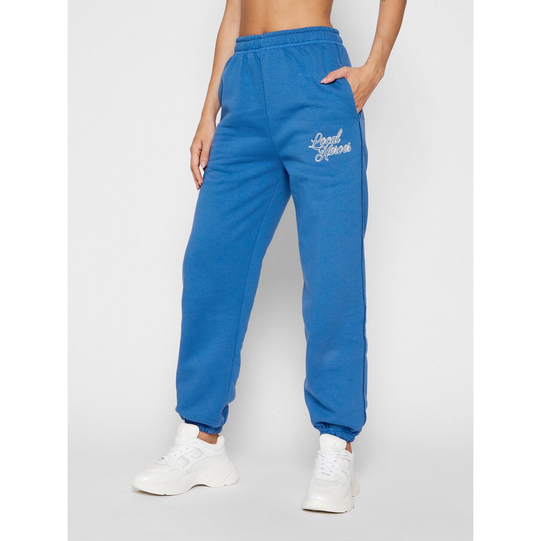 Local Heroes Pantaloni trening Embroidery On The Side AW21P0001 Bleumarin Regular Fit - Pled.ro