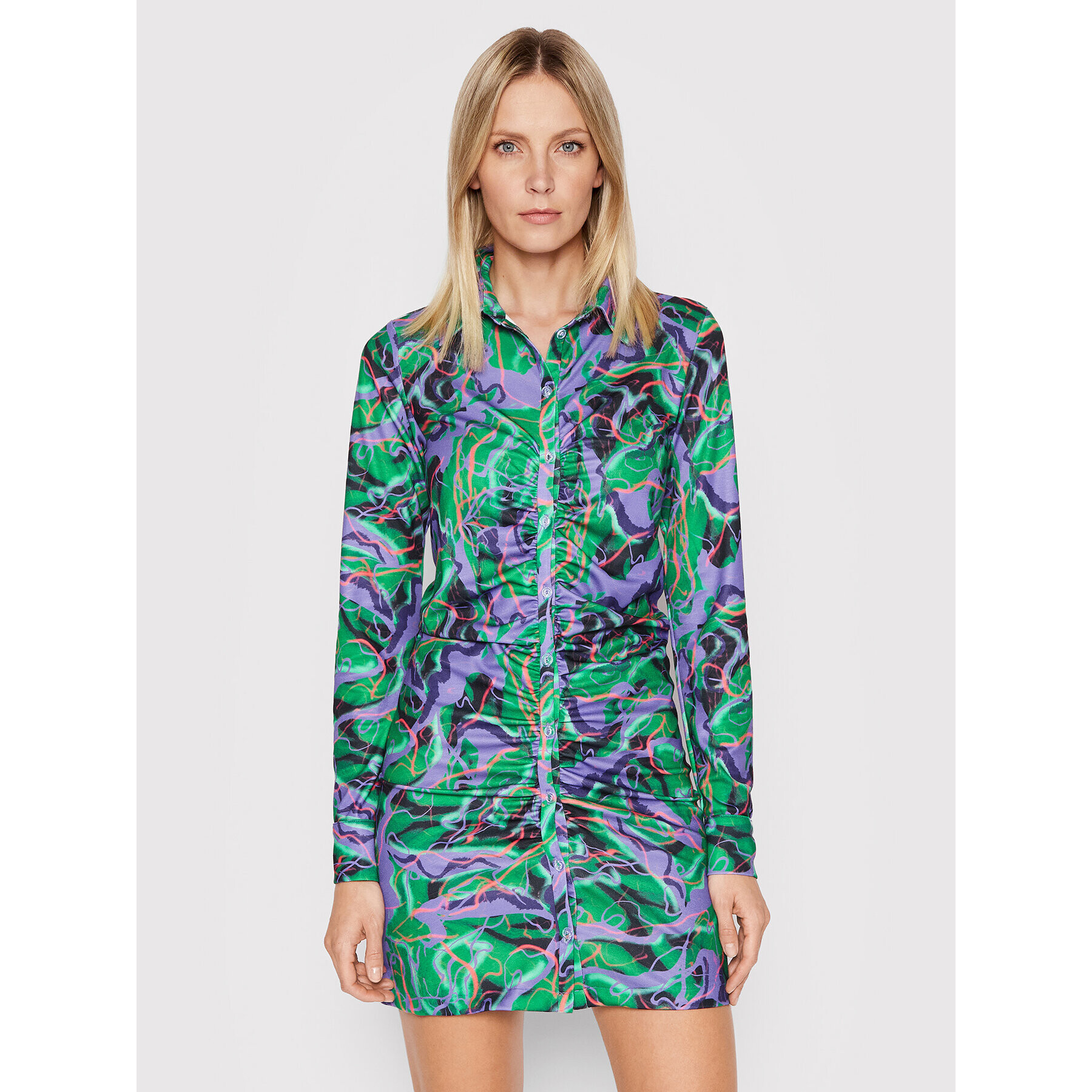 Local Heroes Rochie tip cămașă Jungle Ruched SS22D0001 Colorat Regular Fit - Pled.ro