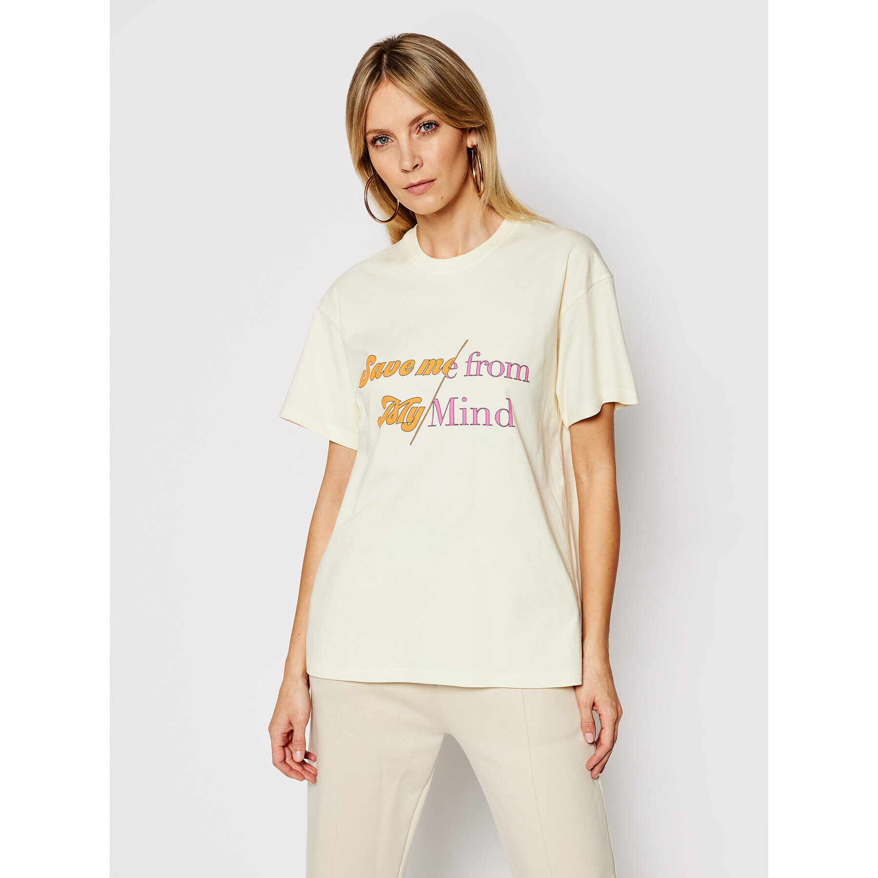 Local Heroes Tricou Save Me SS21T0017 Bej Relaxed Fit - Pled.ro