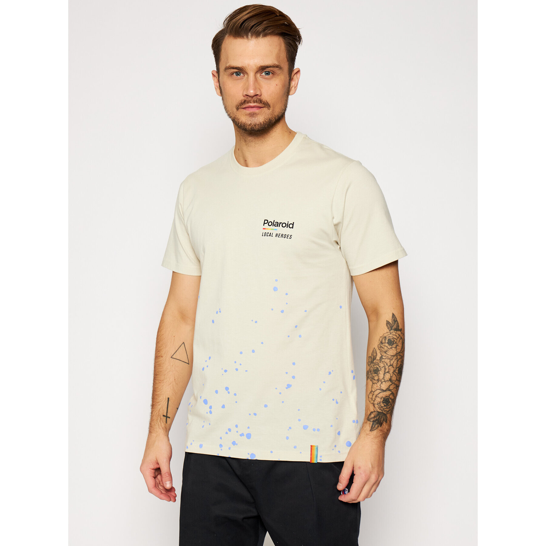 Local Heroes Tricou Spray Polaroid LHPLT0008 Bej Regular Fit - Pled.ro