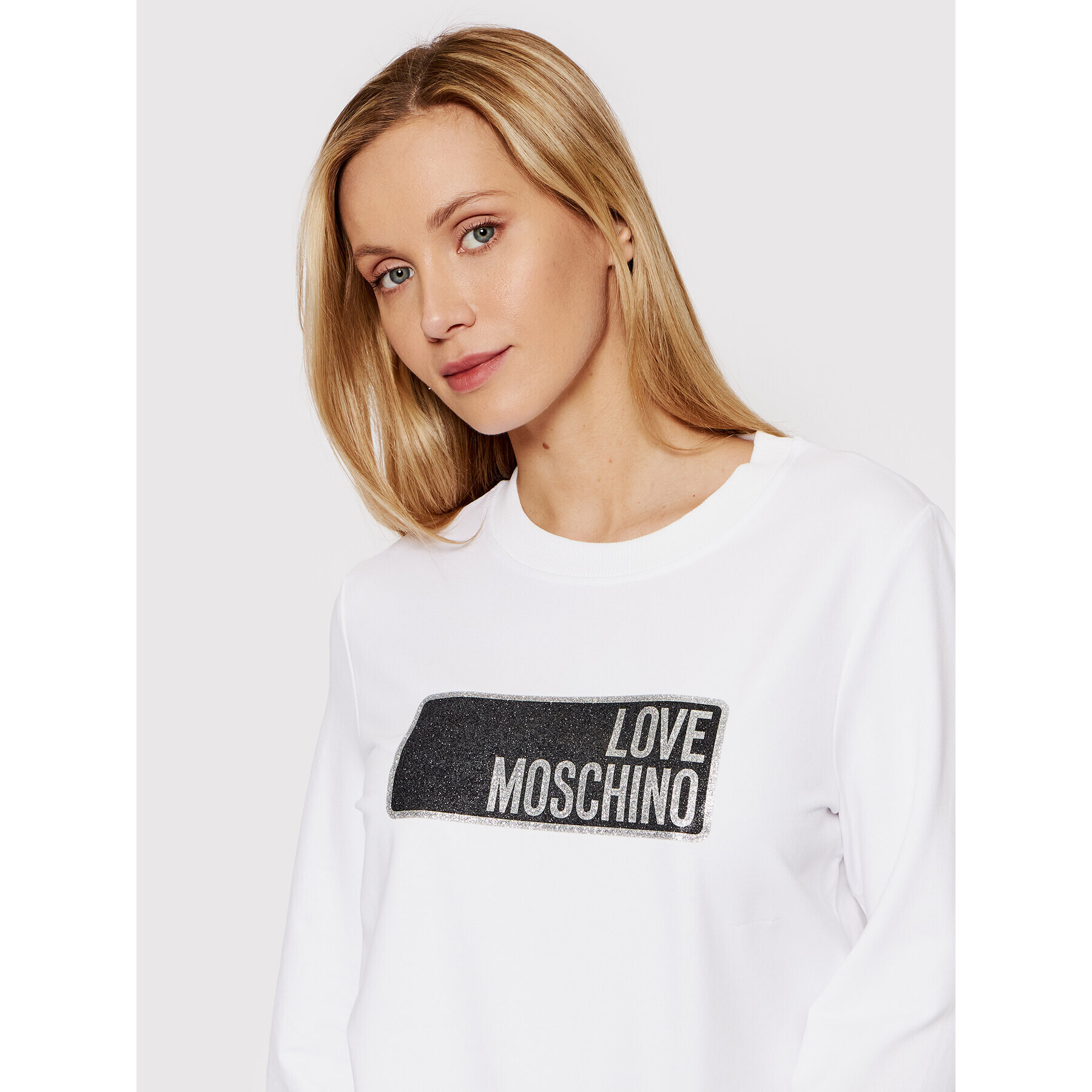 LOVE MOSCHINO Bluză W630223E 2246 Alb Regular Fit - Pled.ro